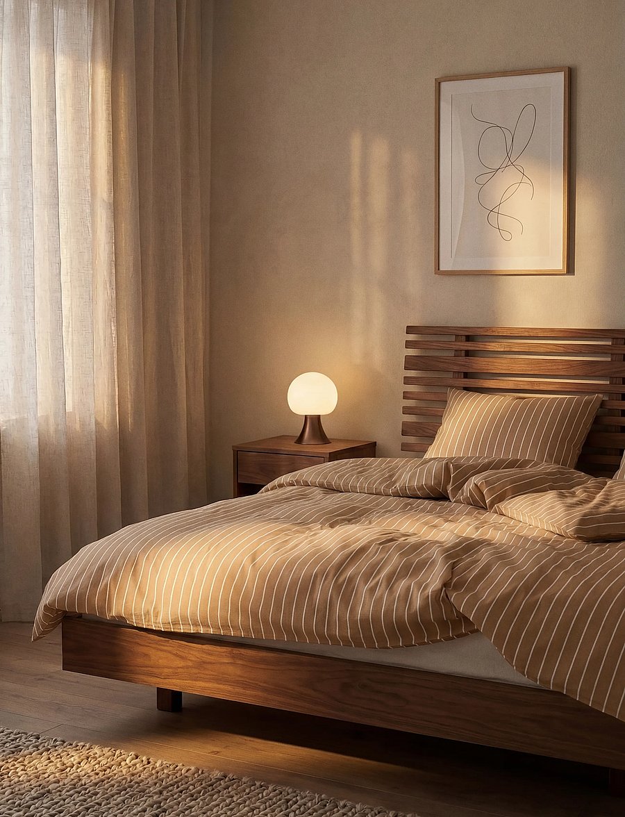 Juna - Soft Bed linen 140x220 cm caramel/off-white DK - caramel/off-white - 0