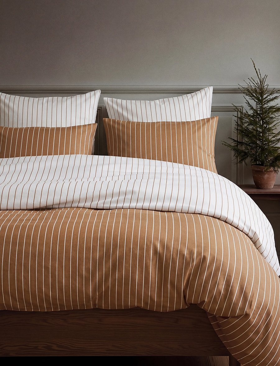 Juna - Soft Bed linen 200x220 cm caramel/off-white DK - caramel/off-white - 3