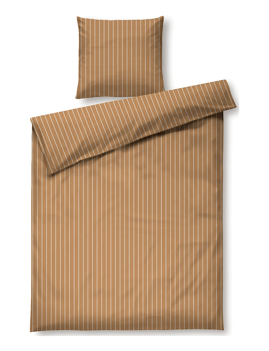 Juna - Soft Bed linen 150x210 cm caramel/off-white SE - caramel/off-white - 1