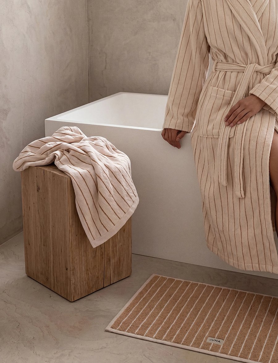 Juna - Soft Bath mat 70x50 cm caramel/off-white - caramel/off-white - 2