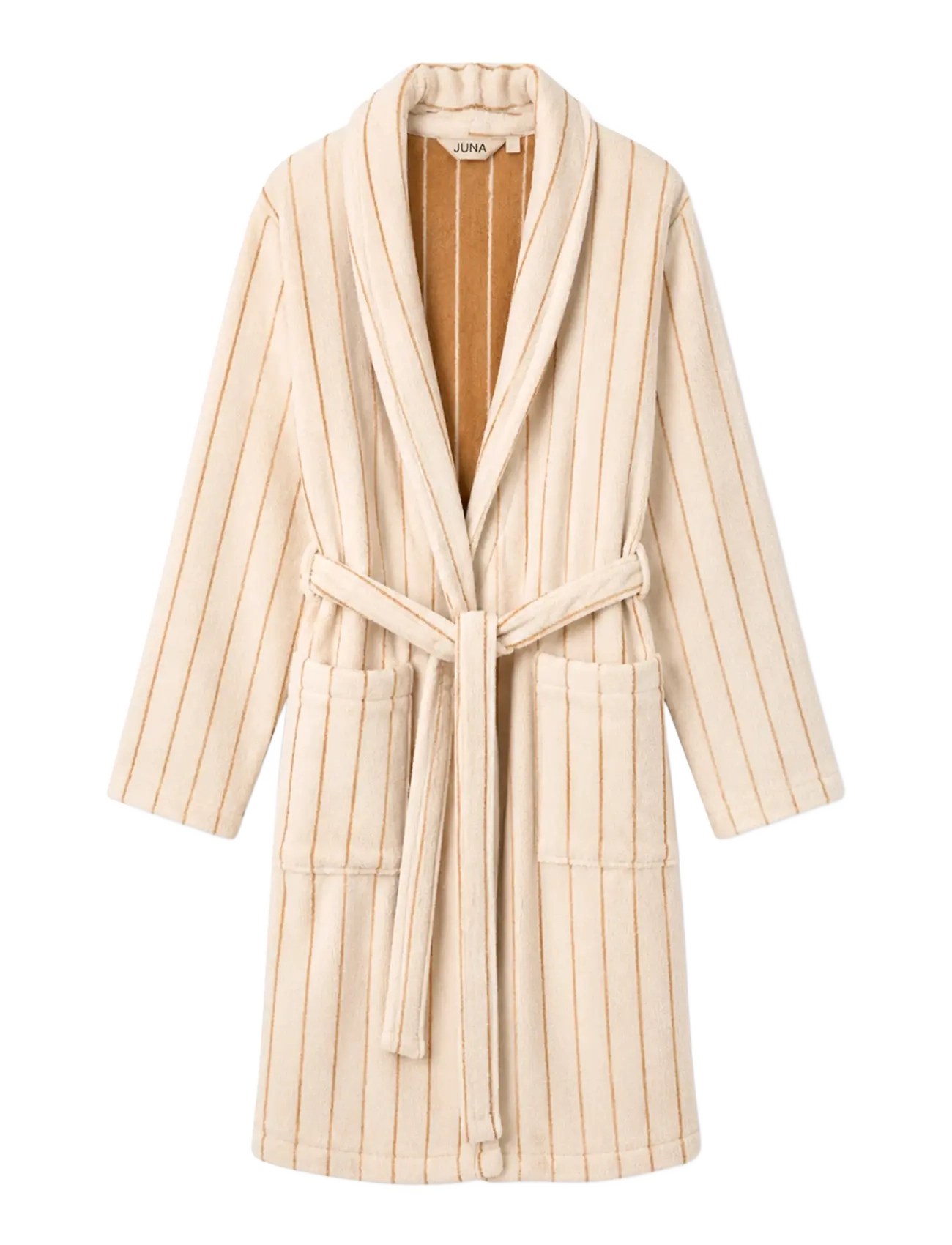 Juna Soft Bathrobe S/M off-white - Morgonrockar - OFFWHITE / beige