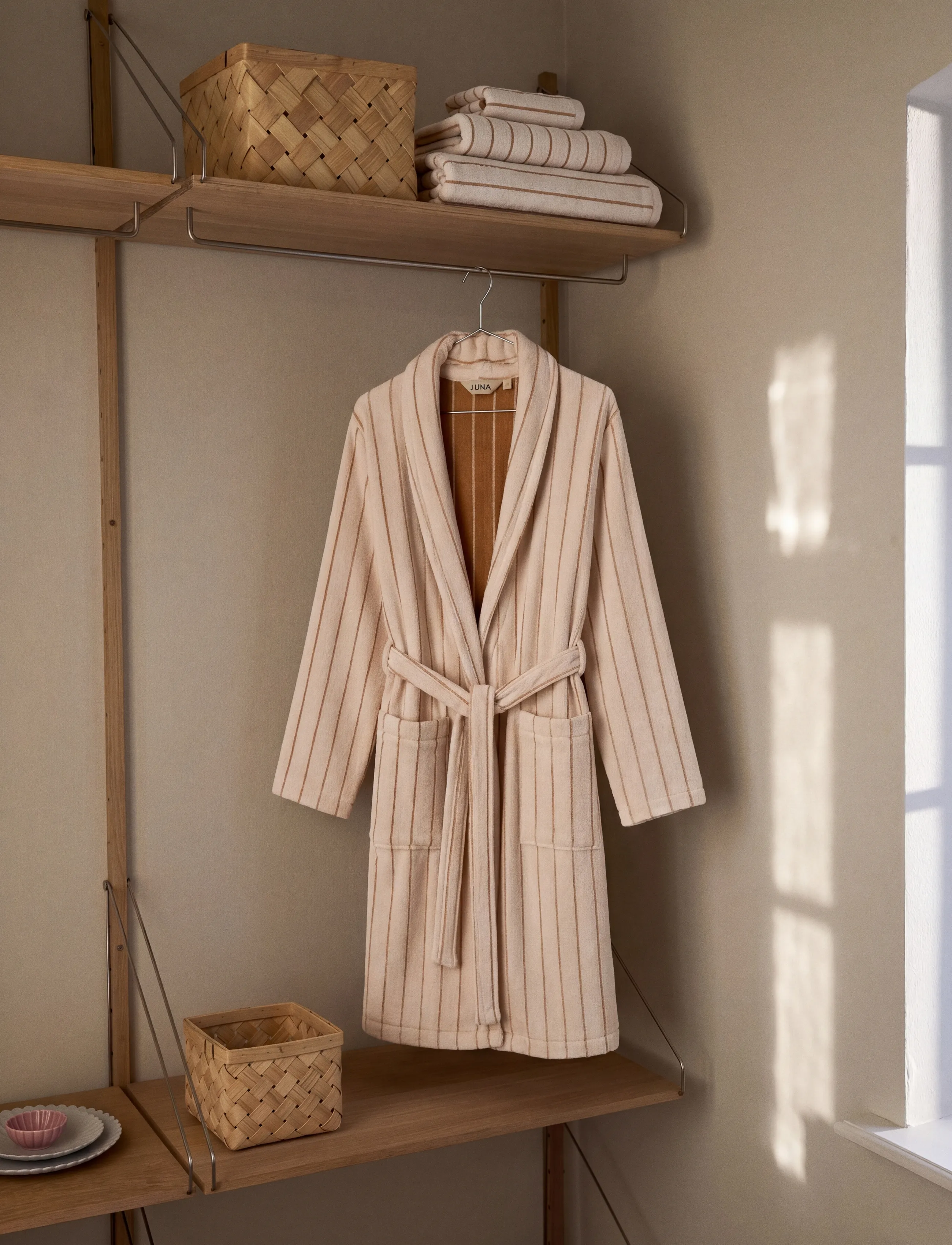 Juna - Soft Bathrobe S/M offwhite - offwhite - 0