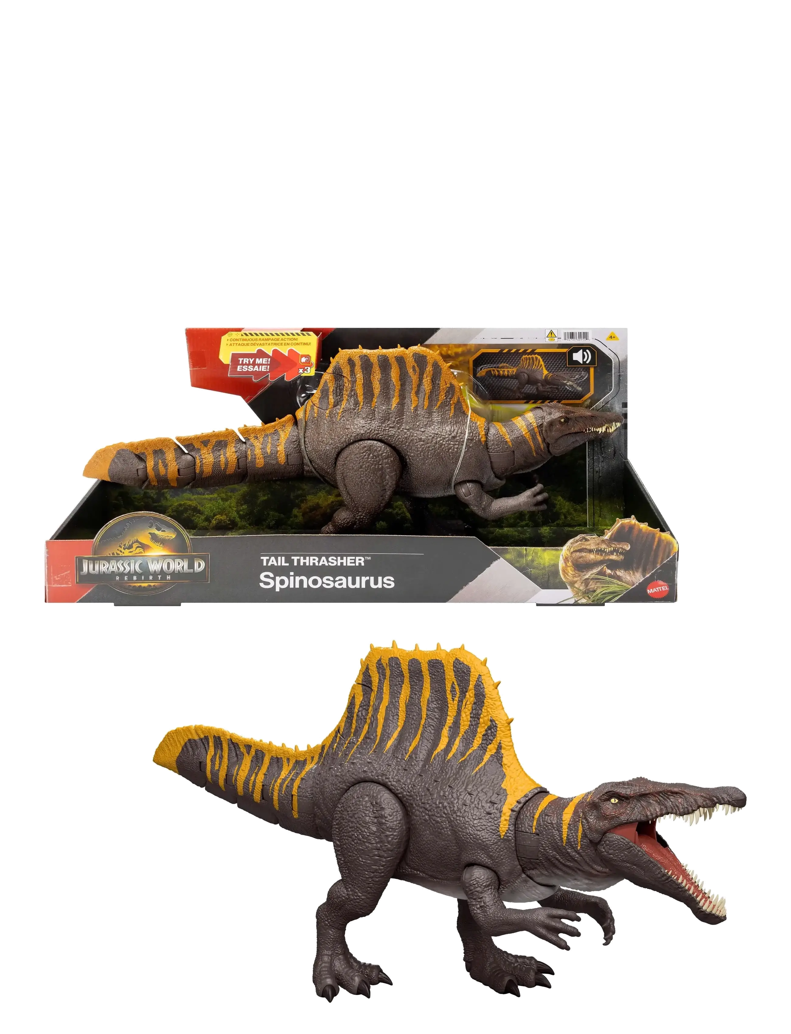 Jurassic world Jurassic World Rebirth Tail Thrasher Spinosaurus Action Figure, Dinosaur Toy With 2 Attack Moves, One Size, Khaki green, Legesæt & Acti