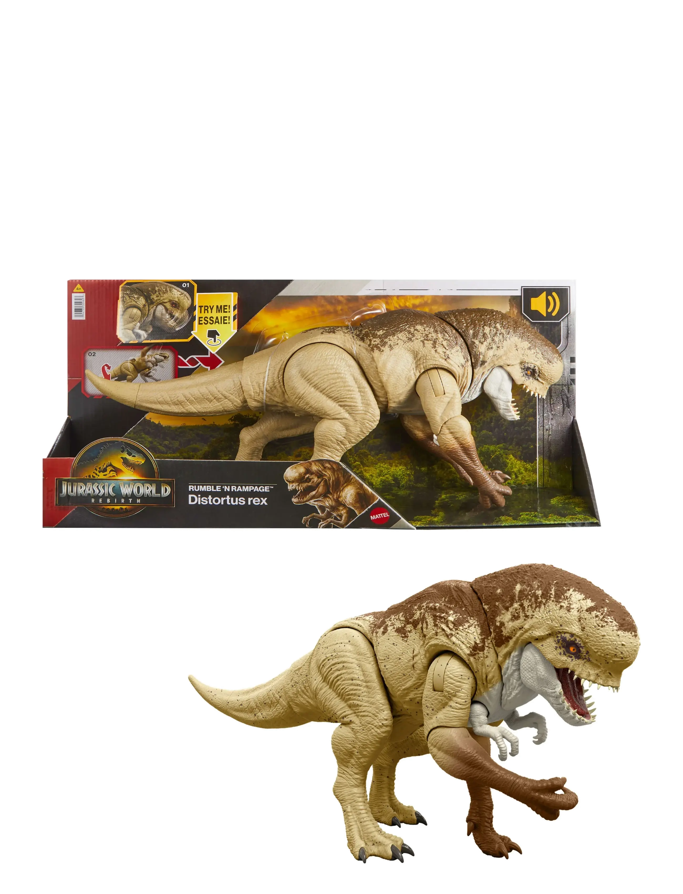 Jurassic world Jurassic World Rebirth Distortus Rex Action Figure, 22 Inch Rumble N Rampage Dinosaur Toy, 2 Attacks, One Size, Multi/patterned, Legesæ