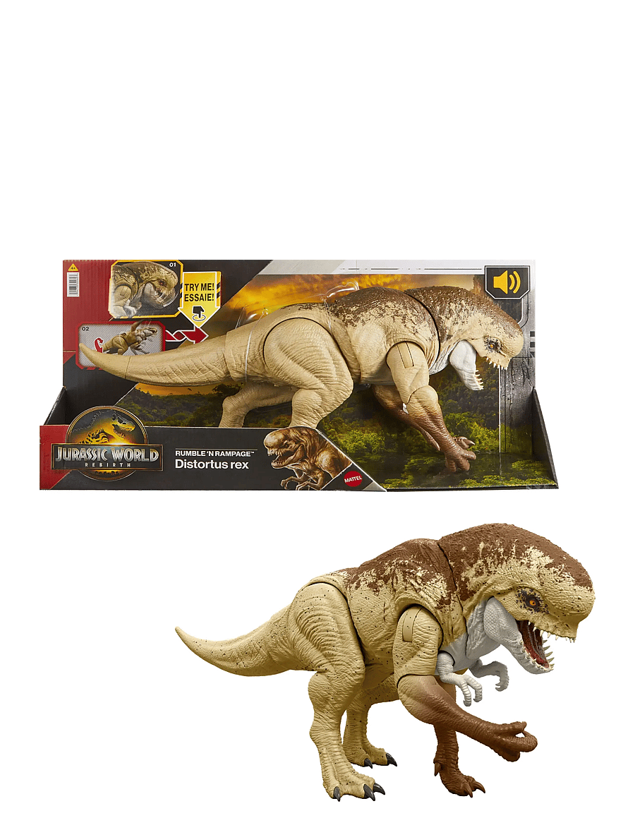 Jurassic world - Jurassic World Rebirth Distortus Rex Action Figure, 22 Inch Rumble N Rampage Dinosaur Toy, 2 Attacks - dýr - multi color - 0