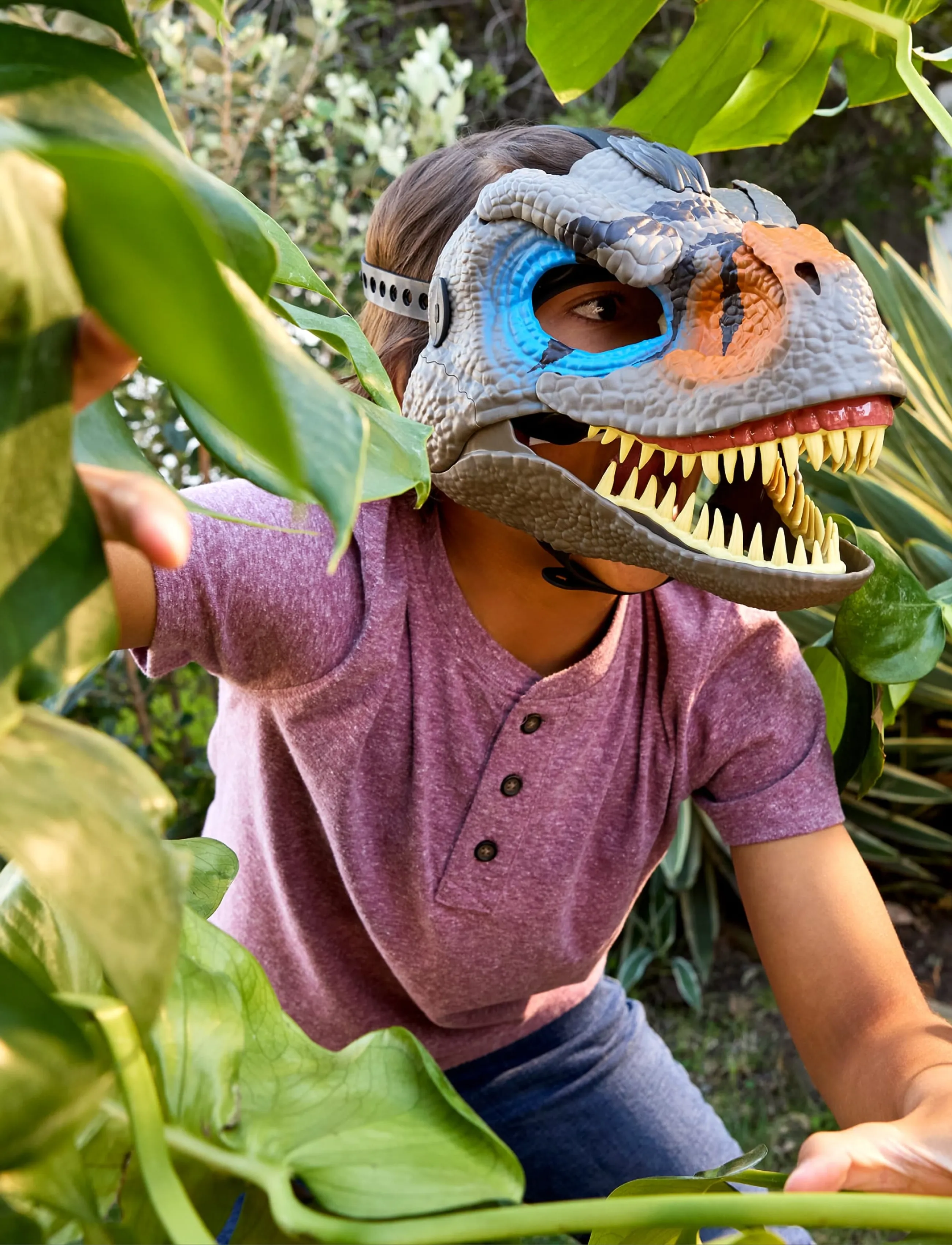 Jurassic world Snarlin Sounds Velociraptor Mask With Roar & Growl Sounds, Dinosaur Head, Børn, Costumes Tilbehør, Multi/mønstret, Str: ONE SIZE