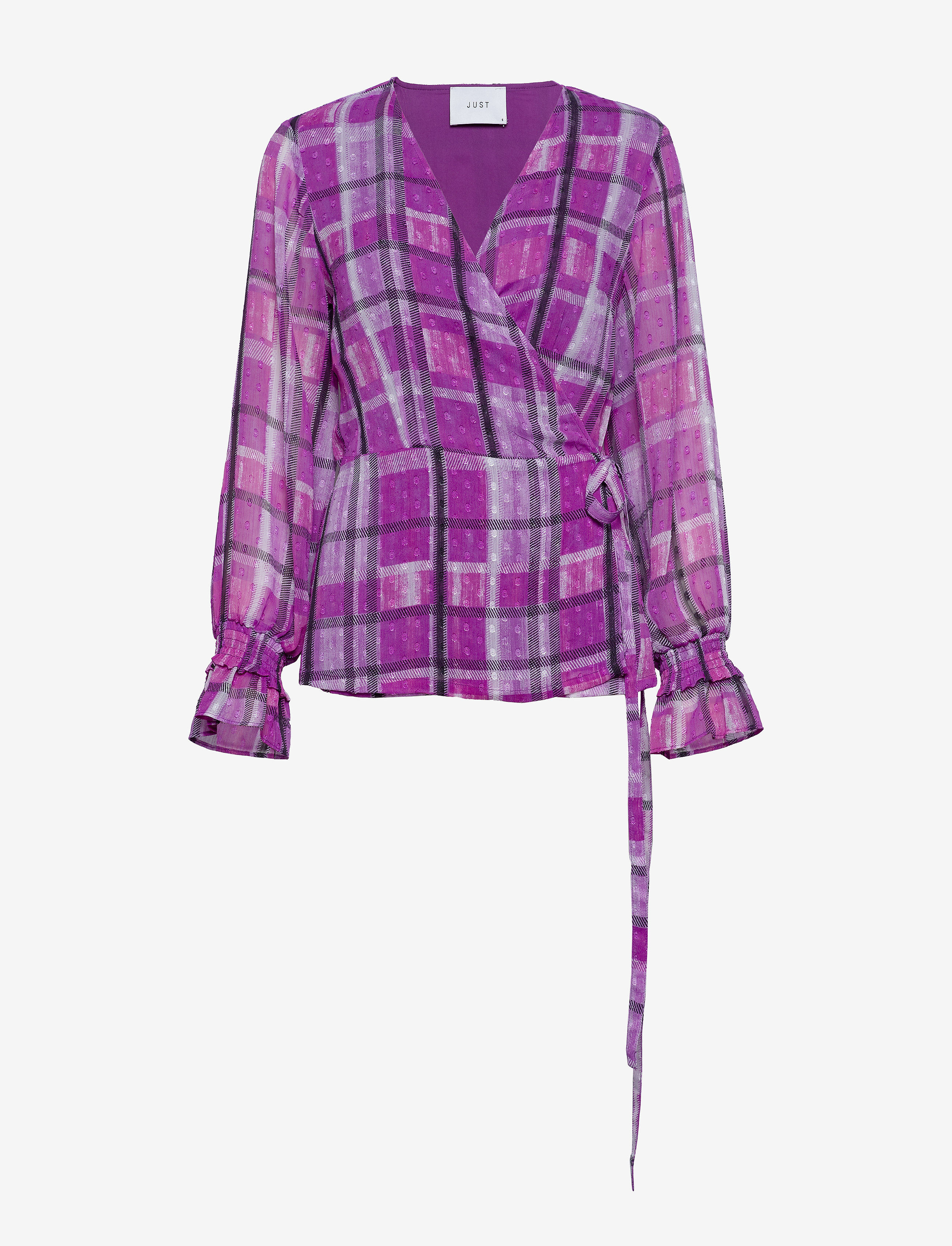 Just Female Eila wrap blouse - Bluser - IRIS ORCHID CHECK / purple