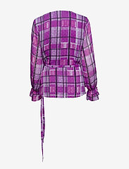 Just Female - Eila wrap blouse - long-sleeved blouses - iris orchid check - 1