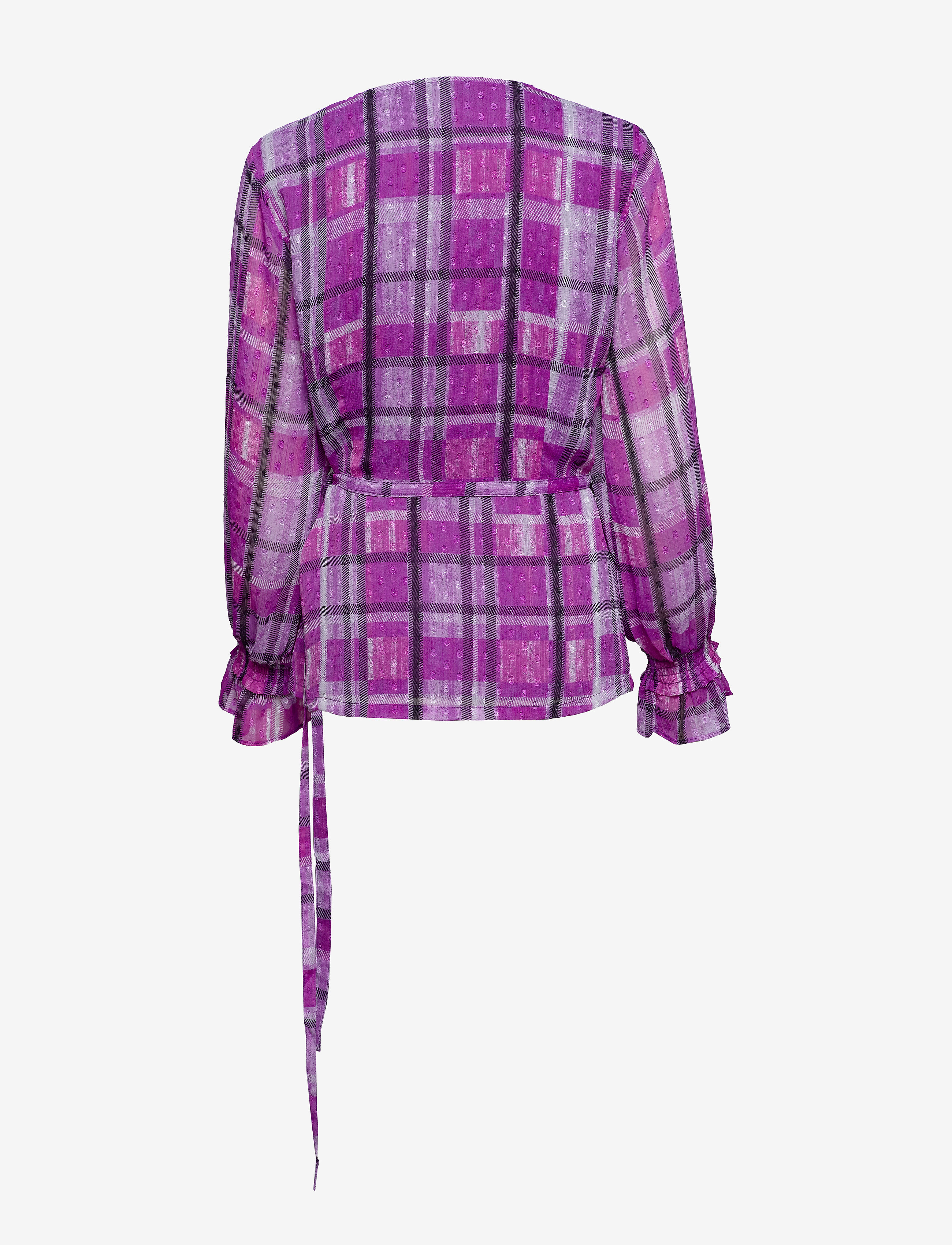 Just Female - Eila wrap blouse - langærmede bluser - iris orchid check - 1