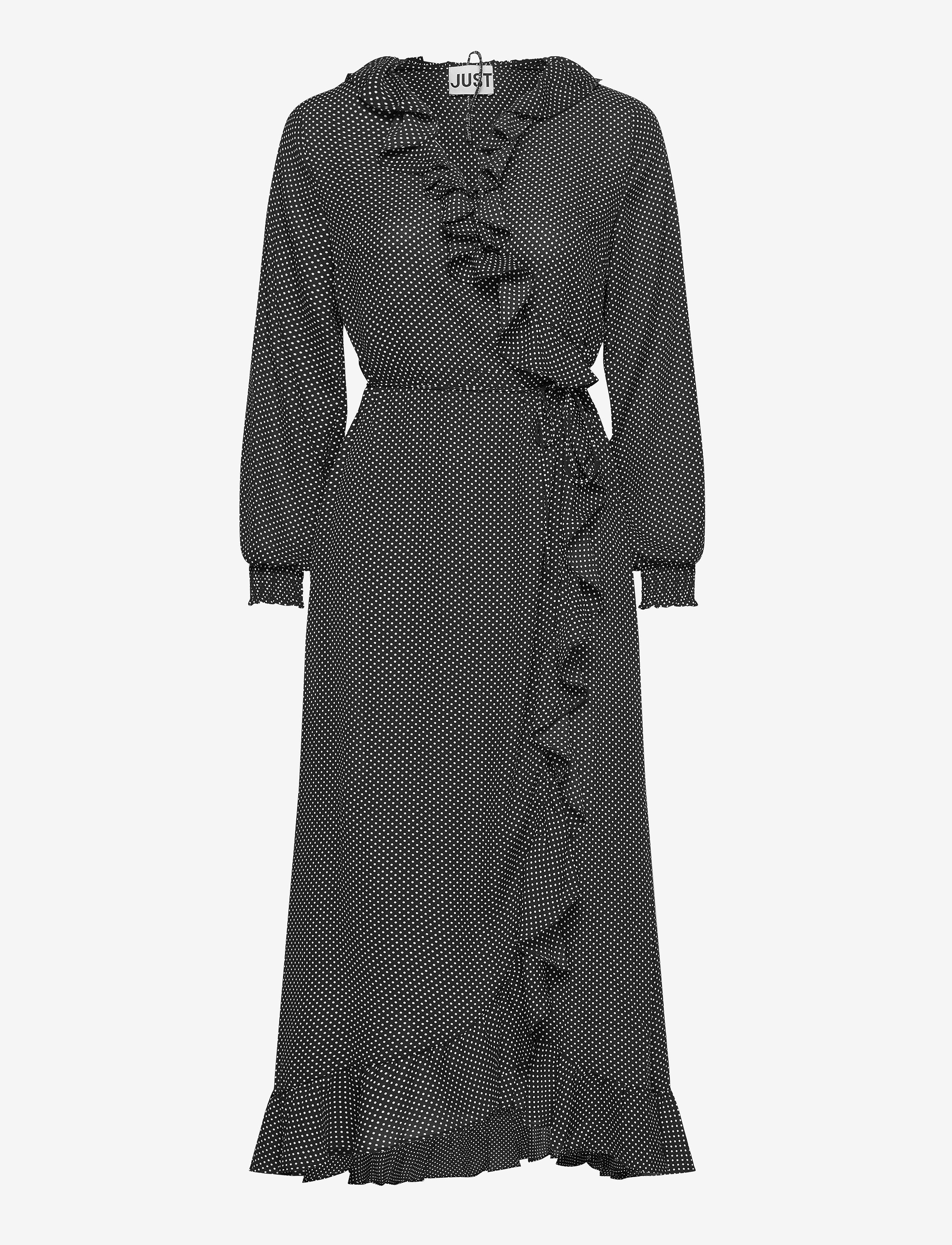 Just Female Niro maxi wrap dress - Kleidung - BLACK MINI DOT / black