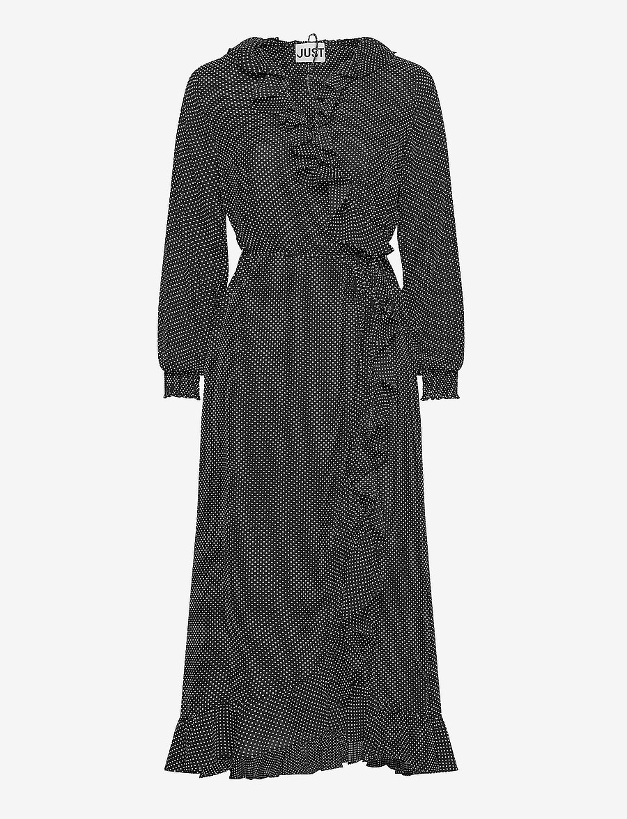 Just Female - Niro maxi wrap dress - wikkeljurken - black mini dot - 0