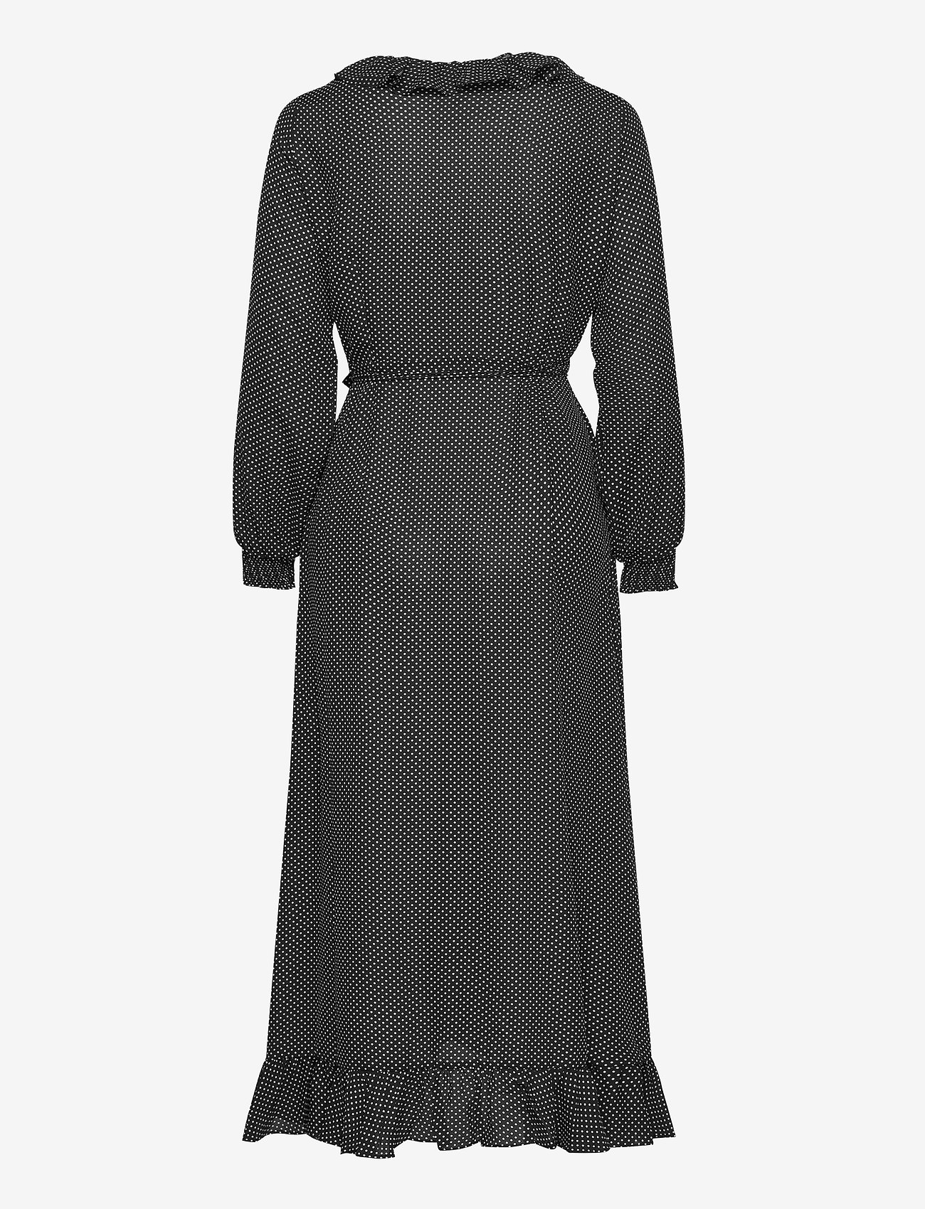 Just Female - Niro maxi wrap dress - omlottklänningar - black mini dot - 1