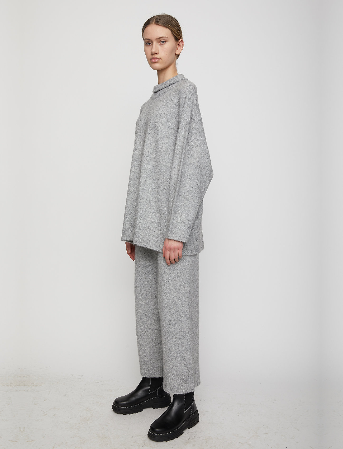 Just Female - Unite knit trousers - grey melange - 4