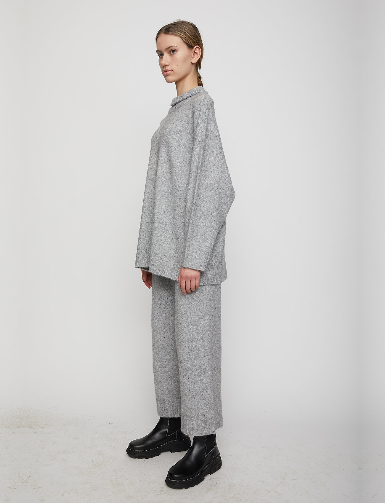 Just Female - Unite knit trousers - grey melange - 5