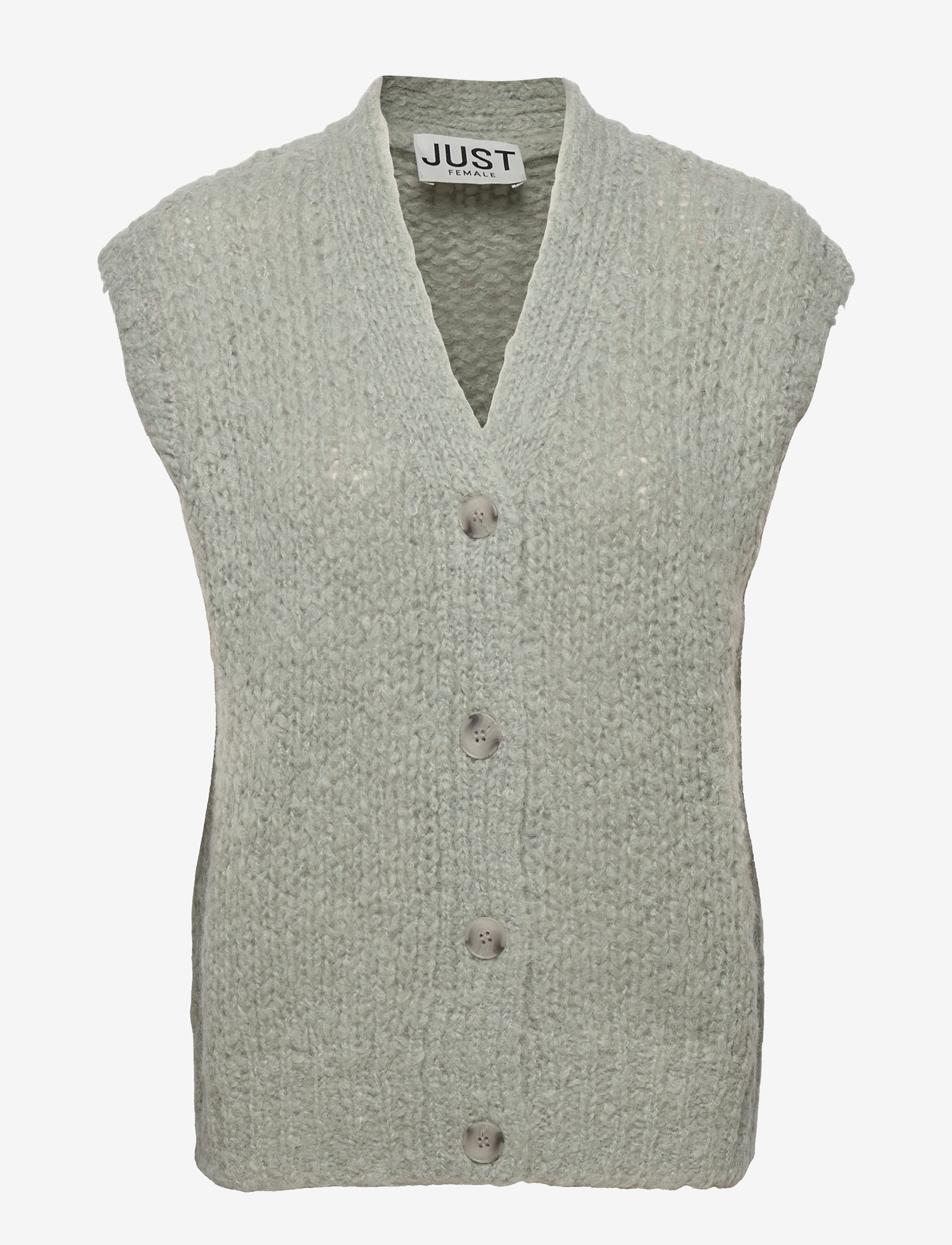 Just Female Erida knit vest - Tøj - PALE AQUA / grey