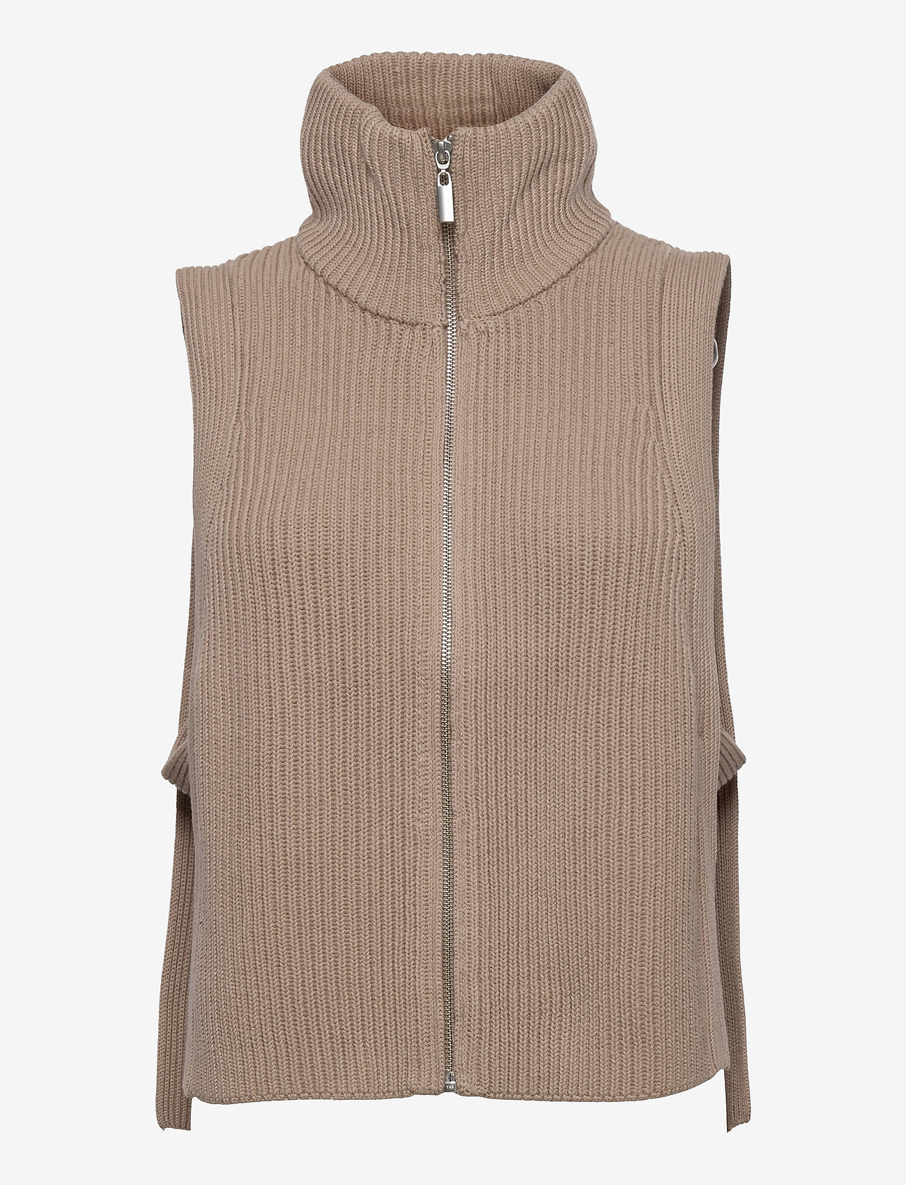 Just Female - Gorm zip vest - knitted vests - taupe - 0