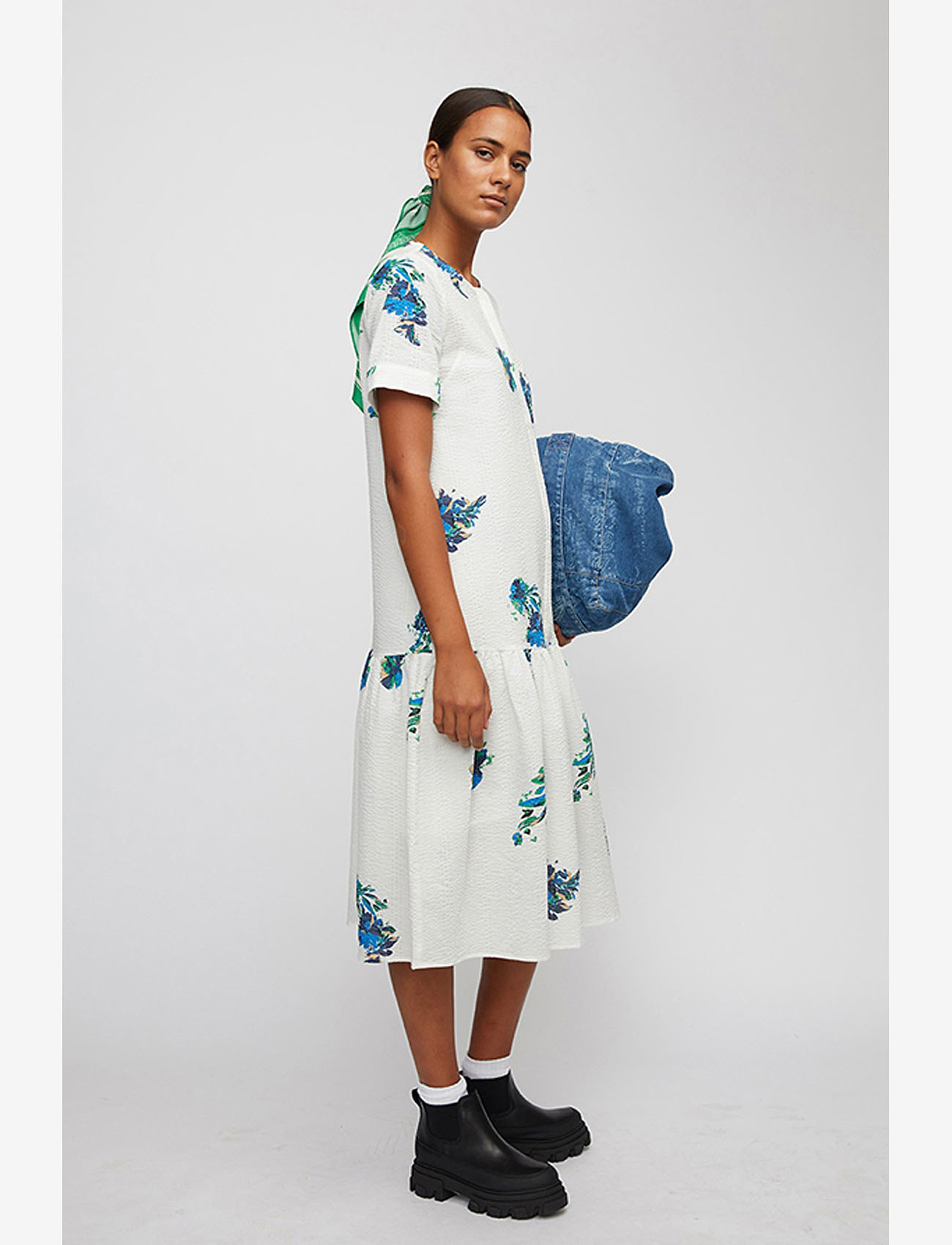 Just Female - Mandy placket dress - paint art white - 5