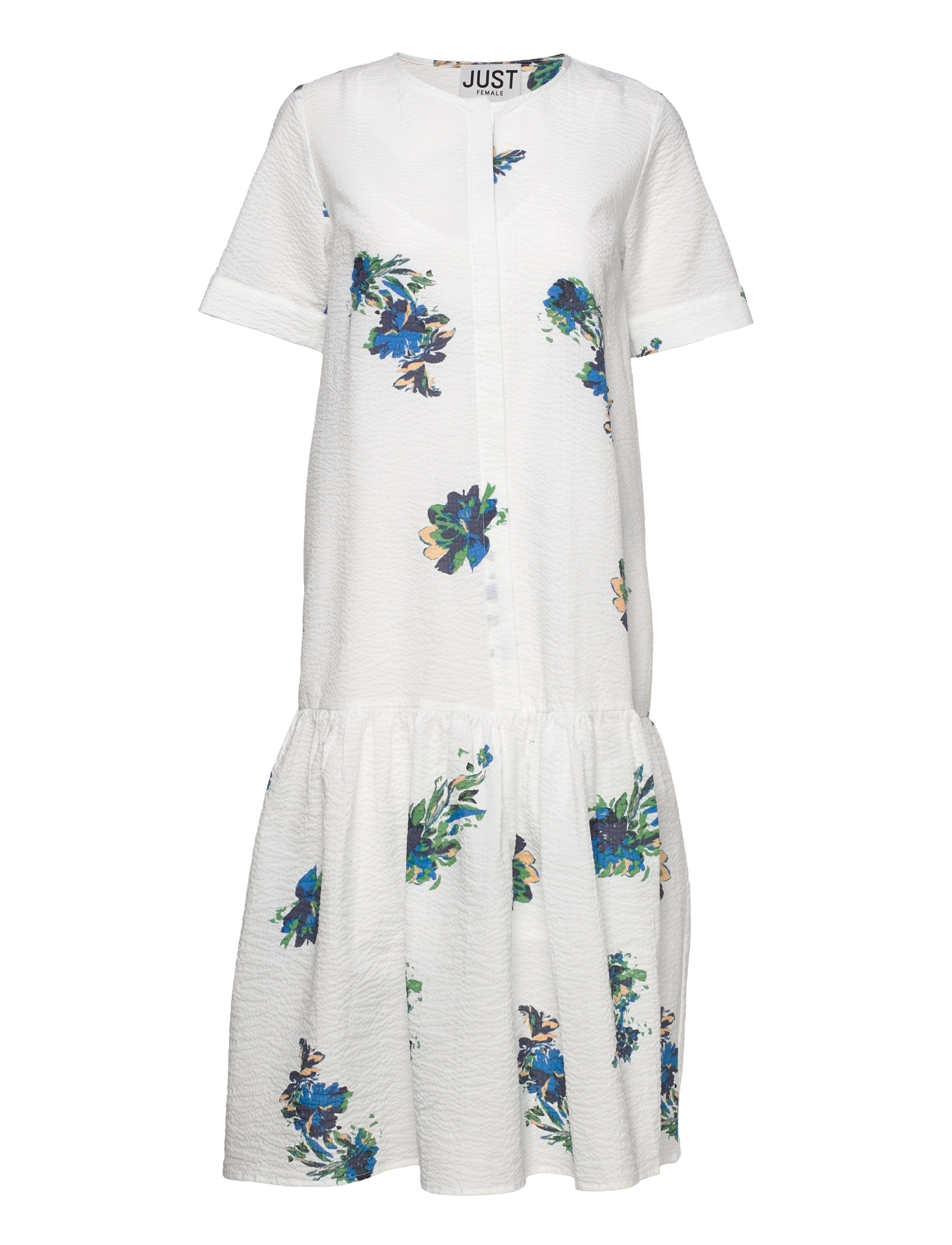 Just Female - Mandy placket dress - paint art white - 2