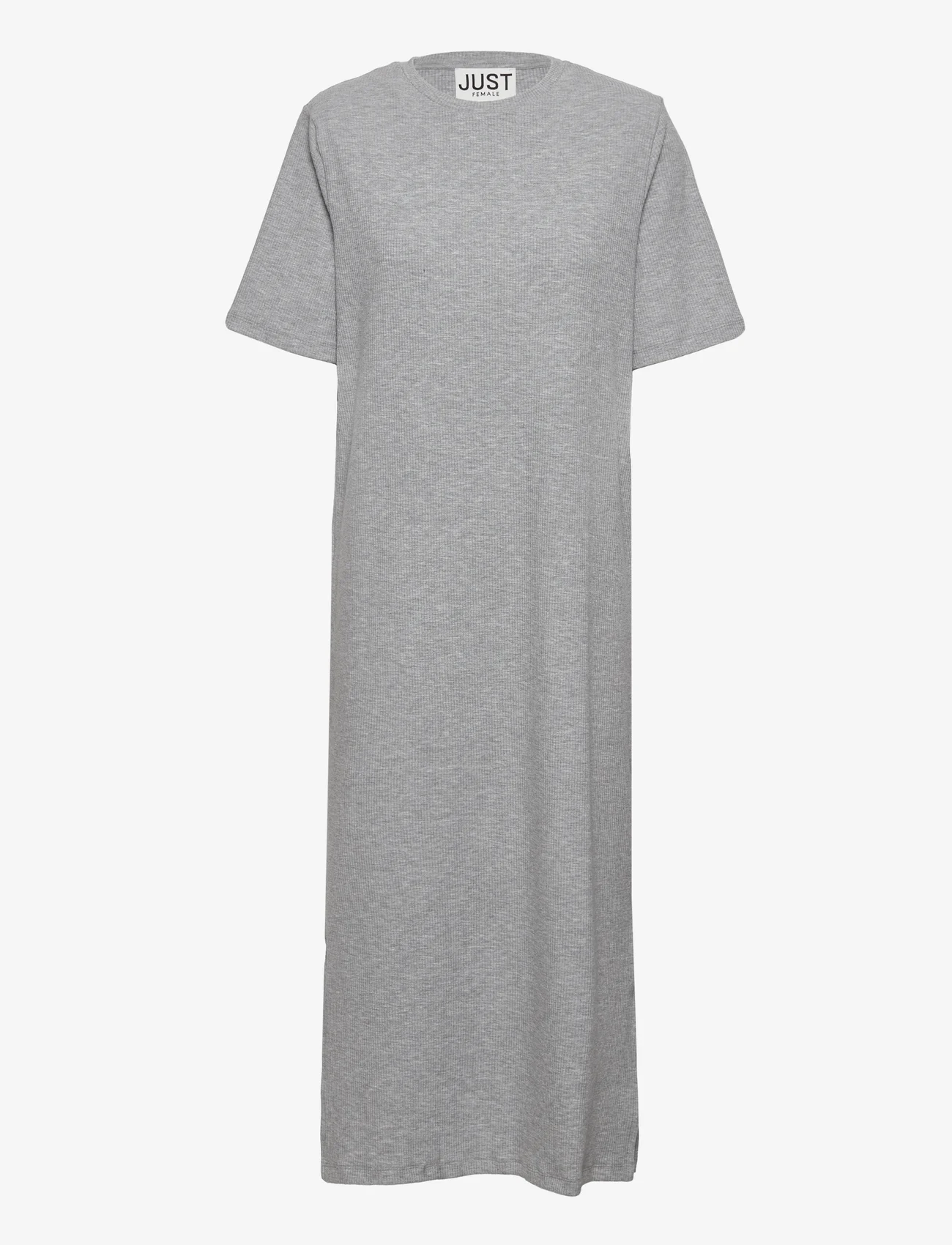 Just Female - Noble midi dress mel - t-särkkleidid - grey melange - 0