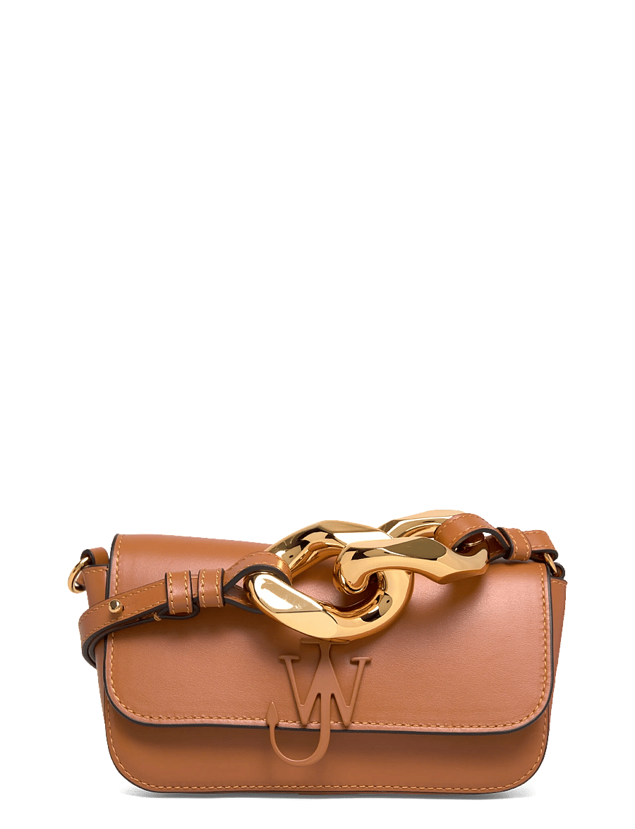 JW Anderson - Chain Anchor Baguette Leather handbag - laukut - brown - 0