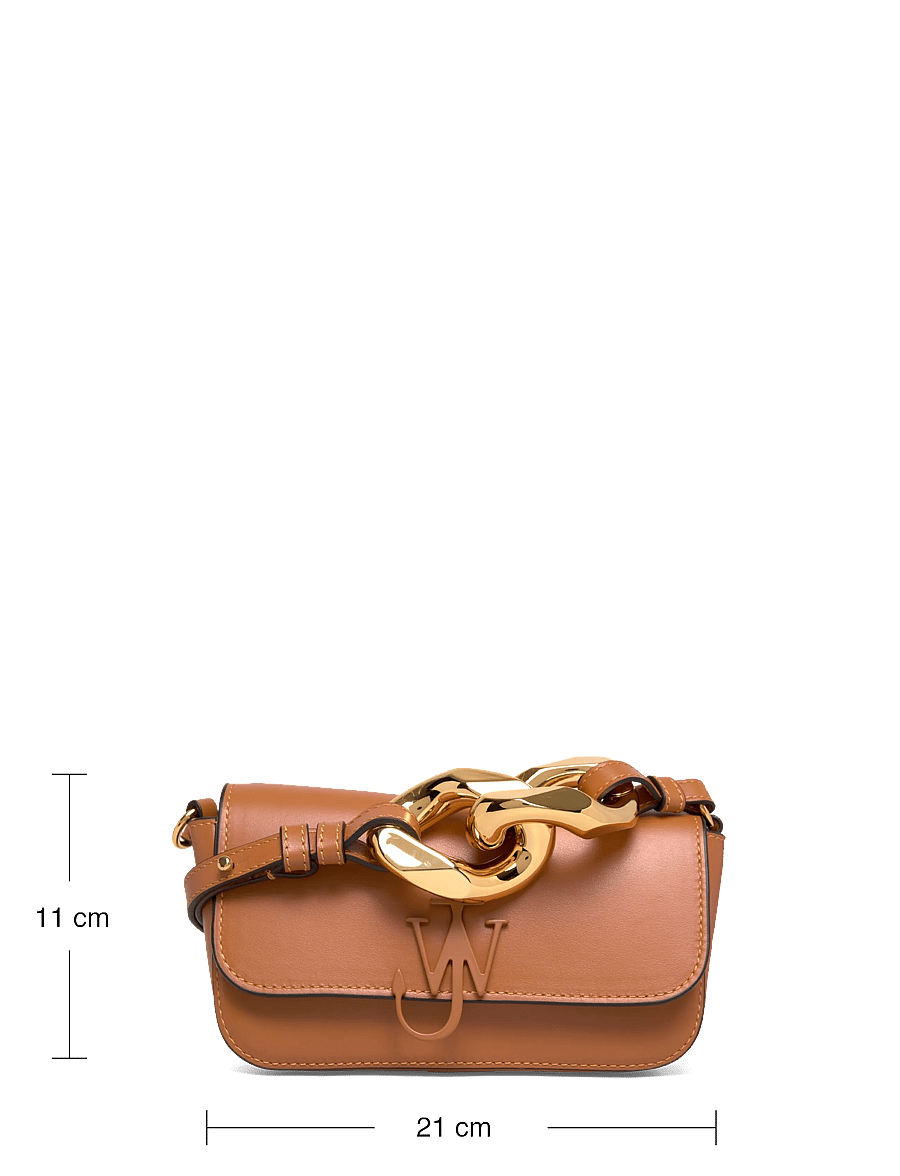 JW Anderson - Chain Anchor Baguette Leather handbag - laukut - brown - 3