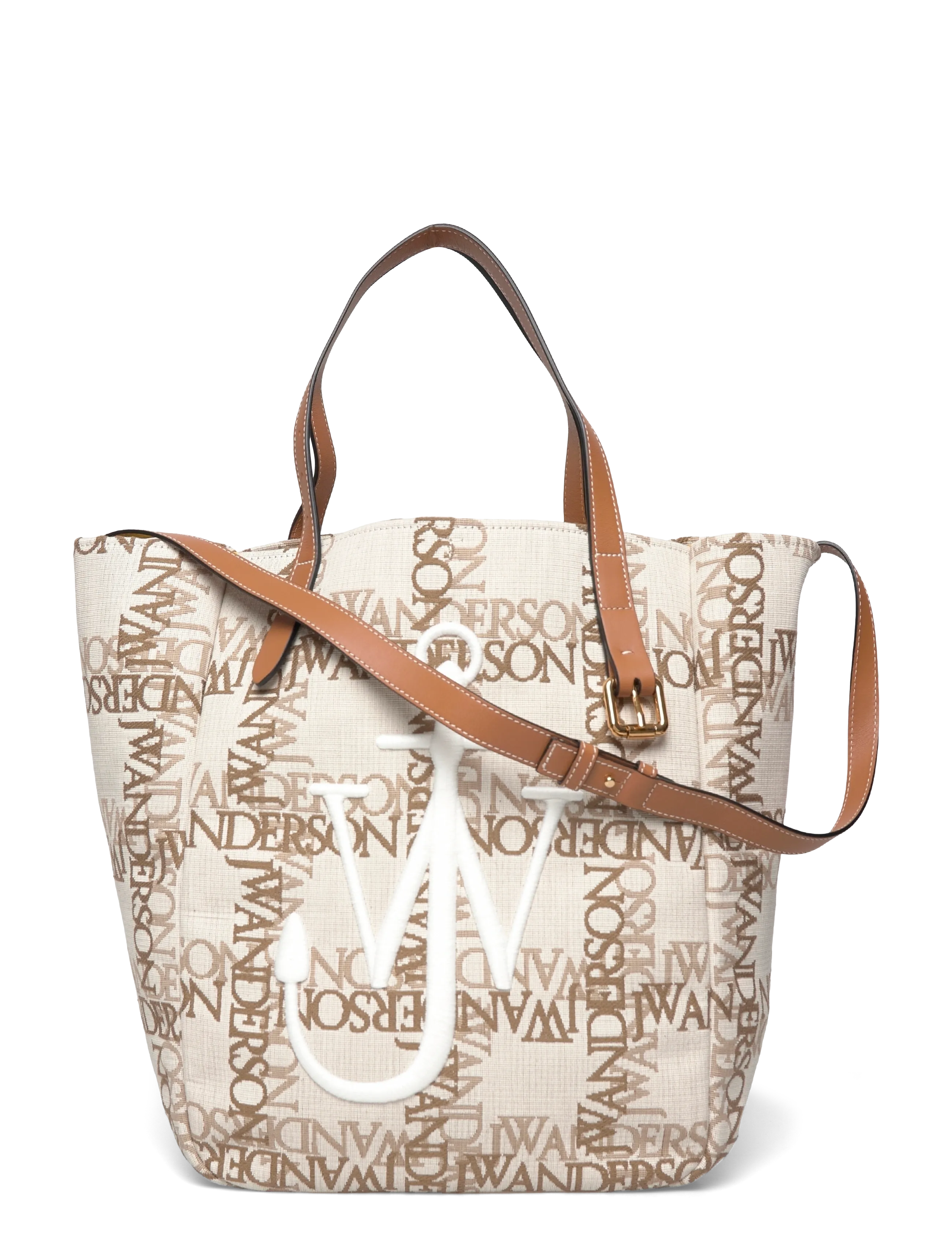 JW Anderson Logo-Grid Tote Bag, One Size, Beige, Designere > Totes, Dame