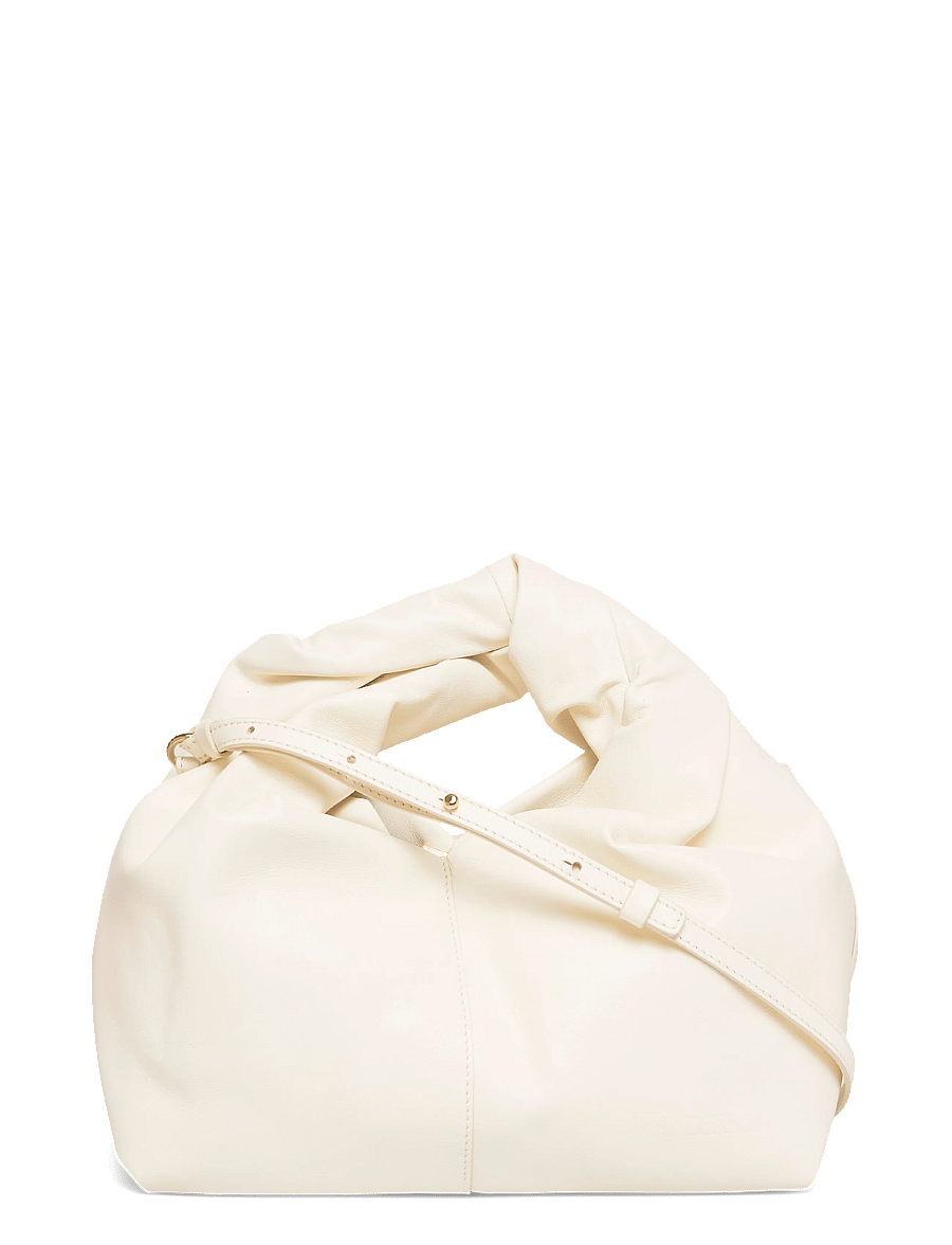 JW Anderson - Midi Twister Leather Tote Bag - konfirmationstøj - white - 0