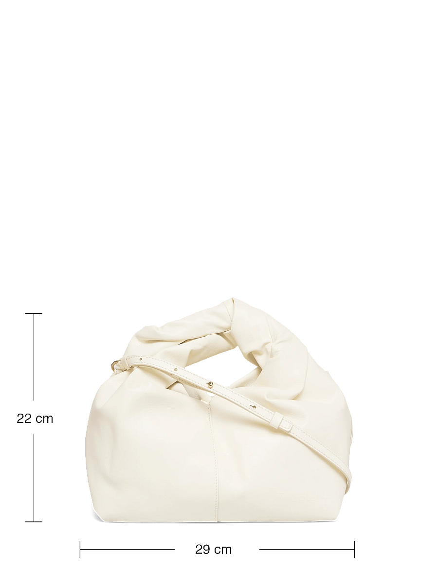 JW Anderson - Midi Twister Leather Tote Bag - konfirmationstøj - white - 3