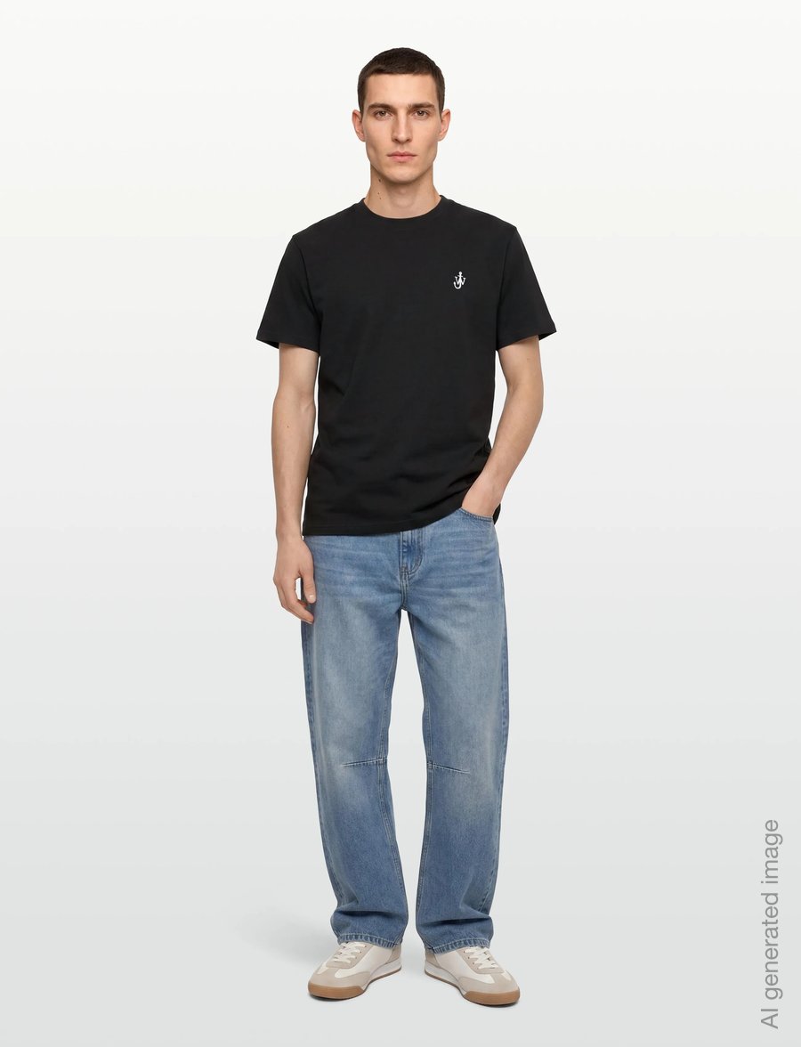 JW Anderson - Anchor Embroidery T-Shirt - lühikeste varrukatega t-särgid - black - 0