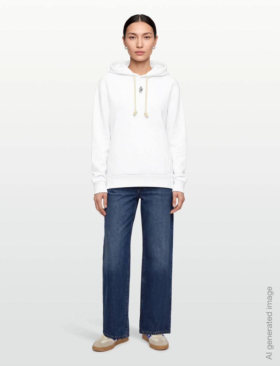 JW Anderson - Anchor-embroidered Hoodie - sweatshirts et sweats à capuche - white - 0