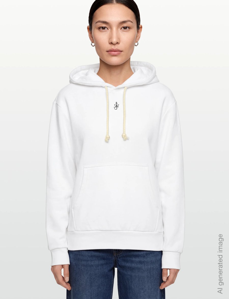JW Anderson - Anchor-embroidered Hoodie - sweatshirts et sweats à capuche - white - 3