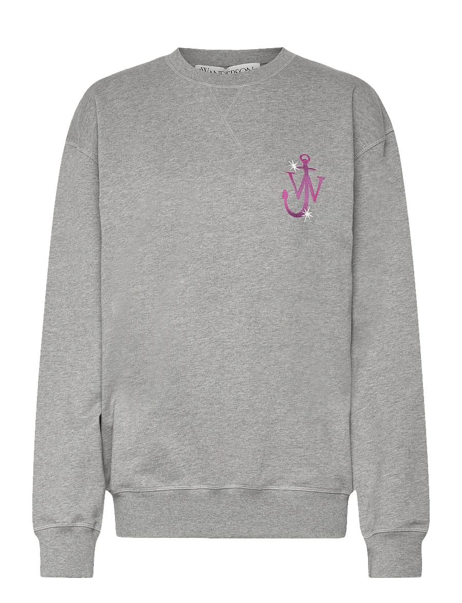 JW Anderson - Melange Grey Cotton Oversize Sweatshirt - sweatshirts & hoodies - grey - 0
