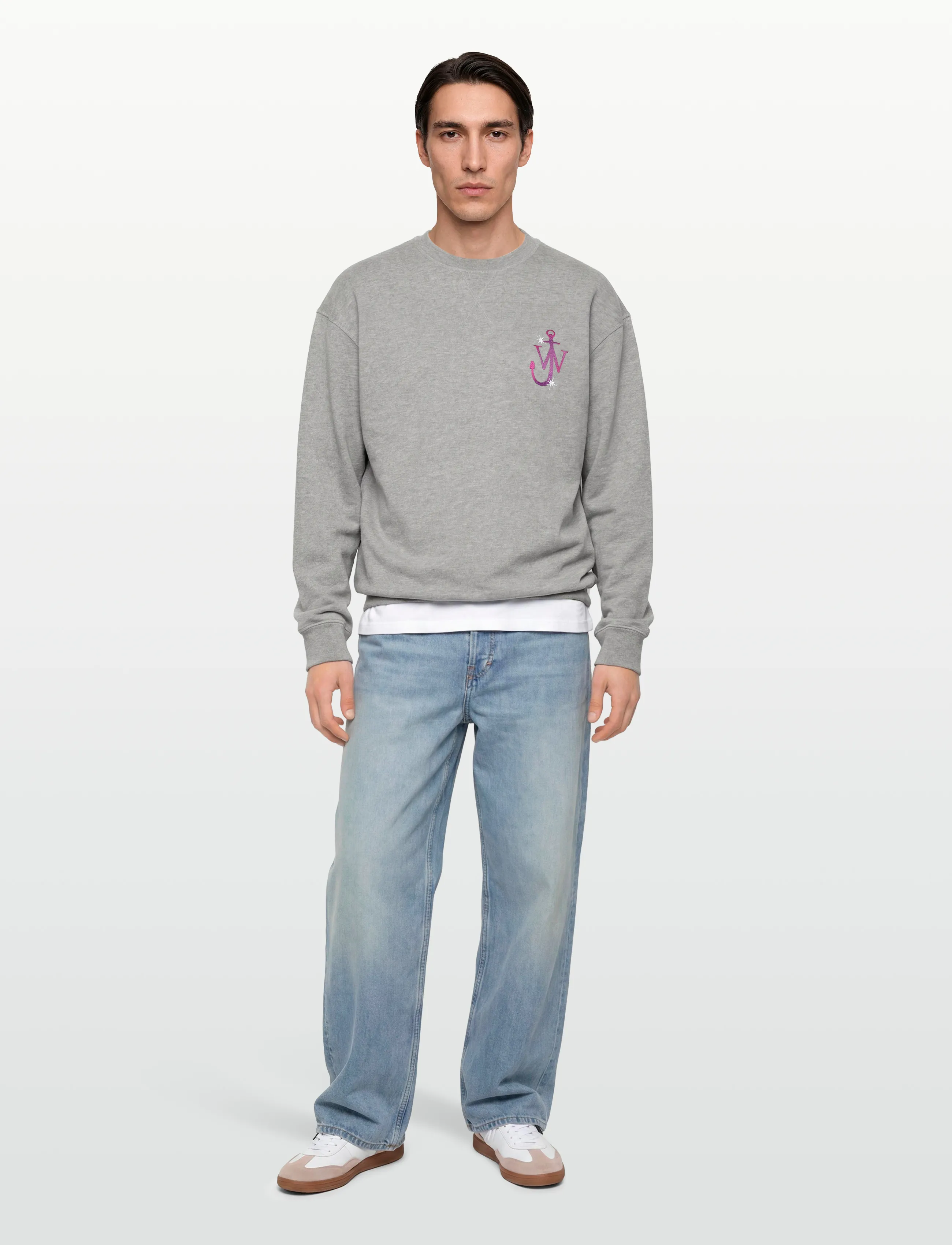 JW Anderson Melange Grey Cotton Oversize Sweatshirt, M, Sweatshirts & Hoodies, Grau - Sweatshirts, Frauen