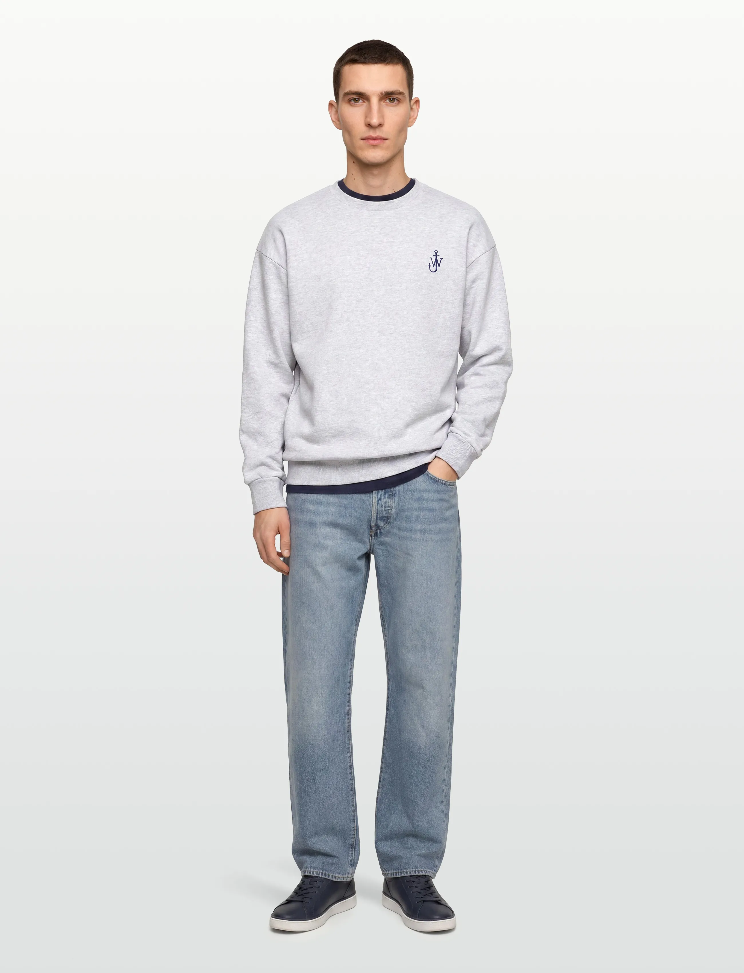 JW Anderson - Anchor-logo organic cotton Sweatshirt - sweatshirts & hoodies - grey - 0
