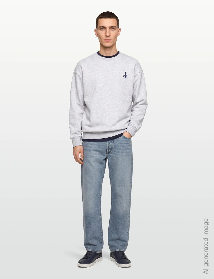 JW Anderson - Anchor-logo organic cotton Sweatshirt - sweatshirts & hoodies - grey - 0