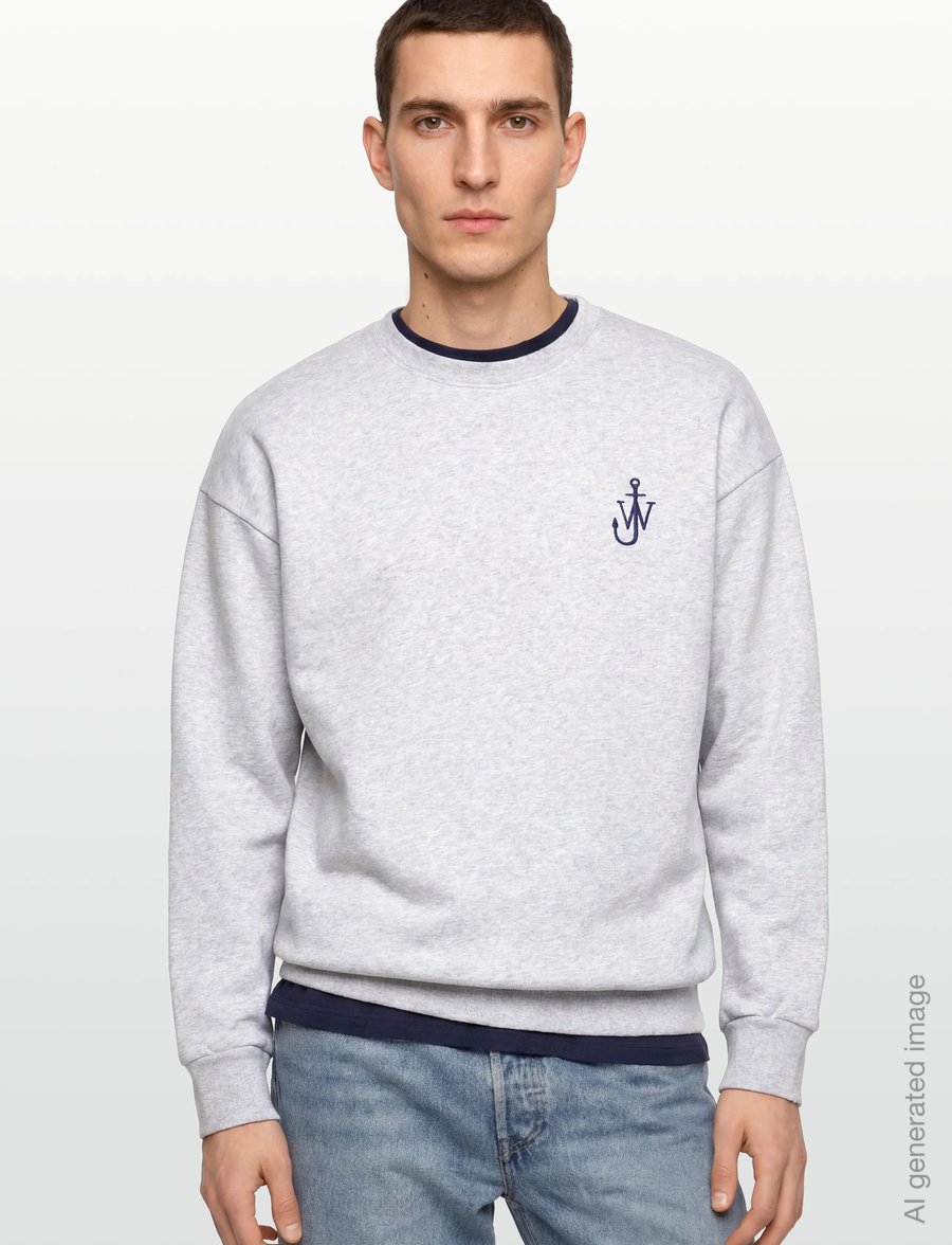 JW Anderson - Anchor-logo organic cotton Sweatshirt - sweatshirts & hoodies - grey - 3