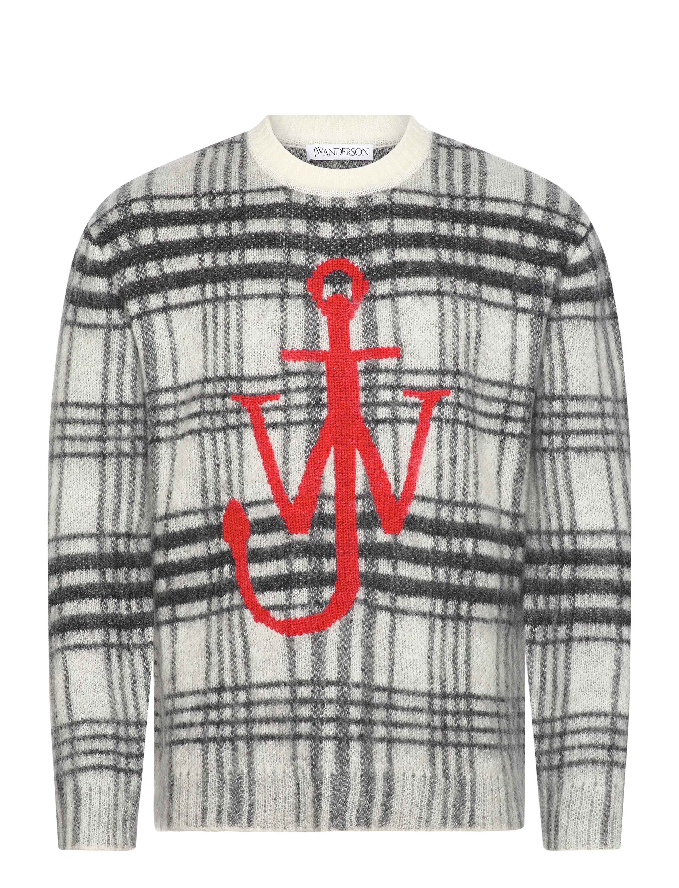 JW Anderson Tartan Check Sweater, L, Knitwear, Grau - Round Necks, Männerswear