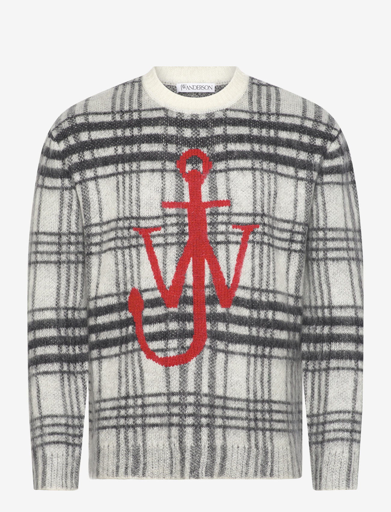 JW Anderson - Tartan Check Sweater - rund hals - grey - 0