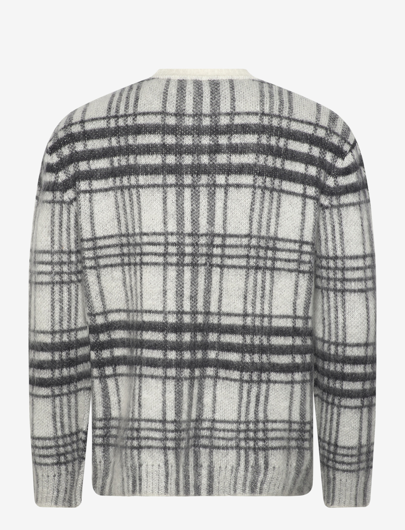 JW Anderson - Tartan Check Sweater - rund hals - grey - 1
