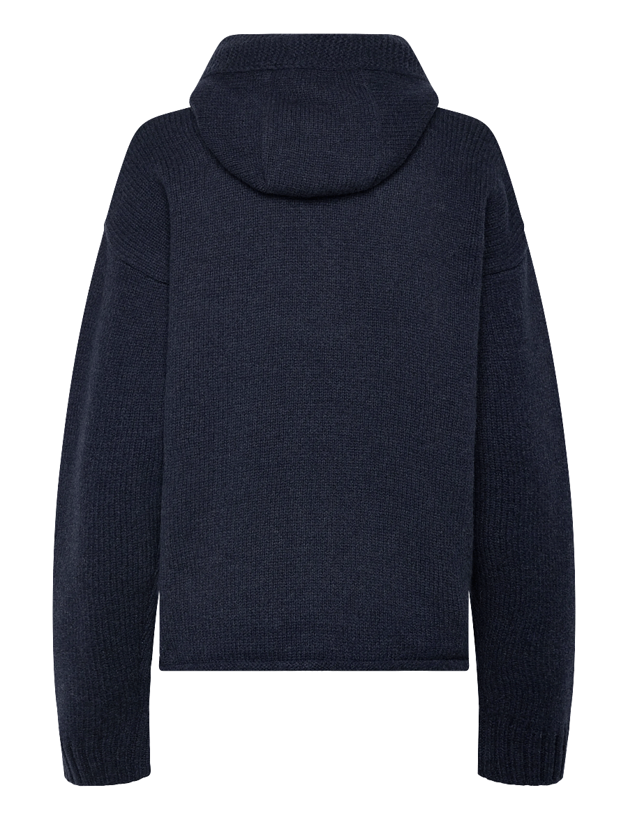 JW Anderson - Anchor-logo hooded zip-up cardigan - susegamieji megztiniai - blue - 1