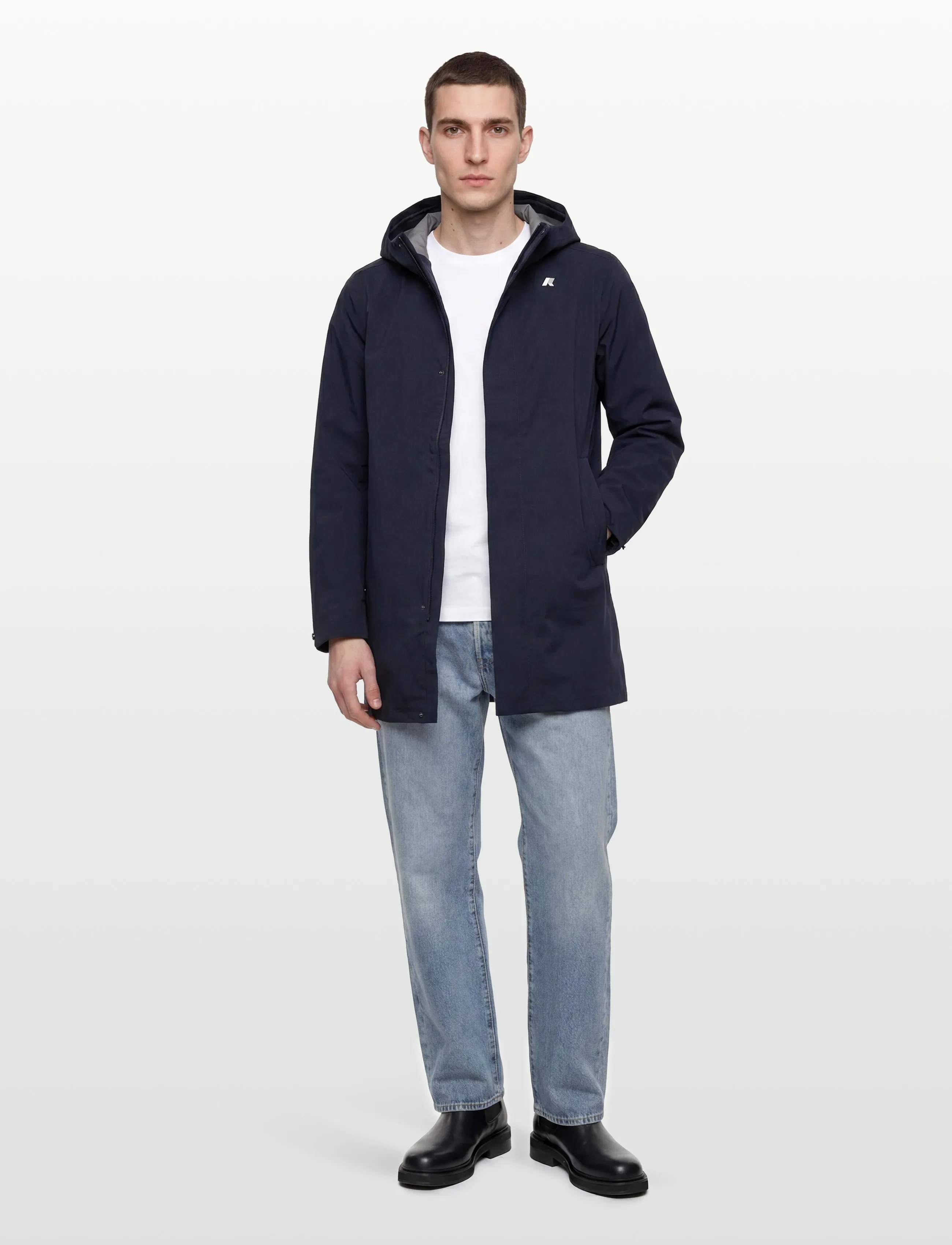 K-Way Tommy Stretch 2L, Mænd, Lang Hætte Regnjakke, Navy, Str: S