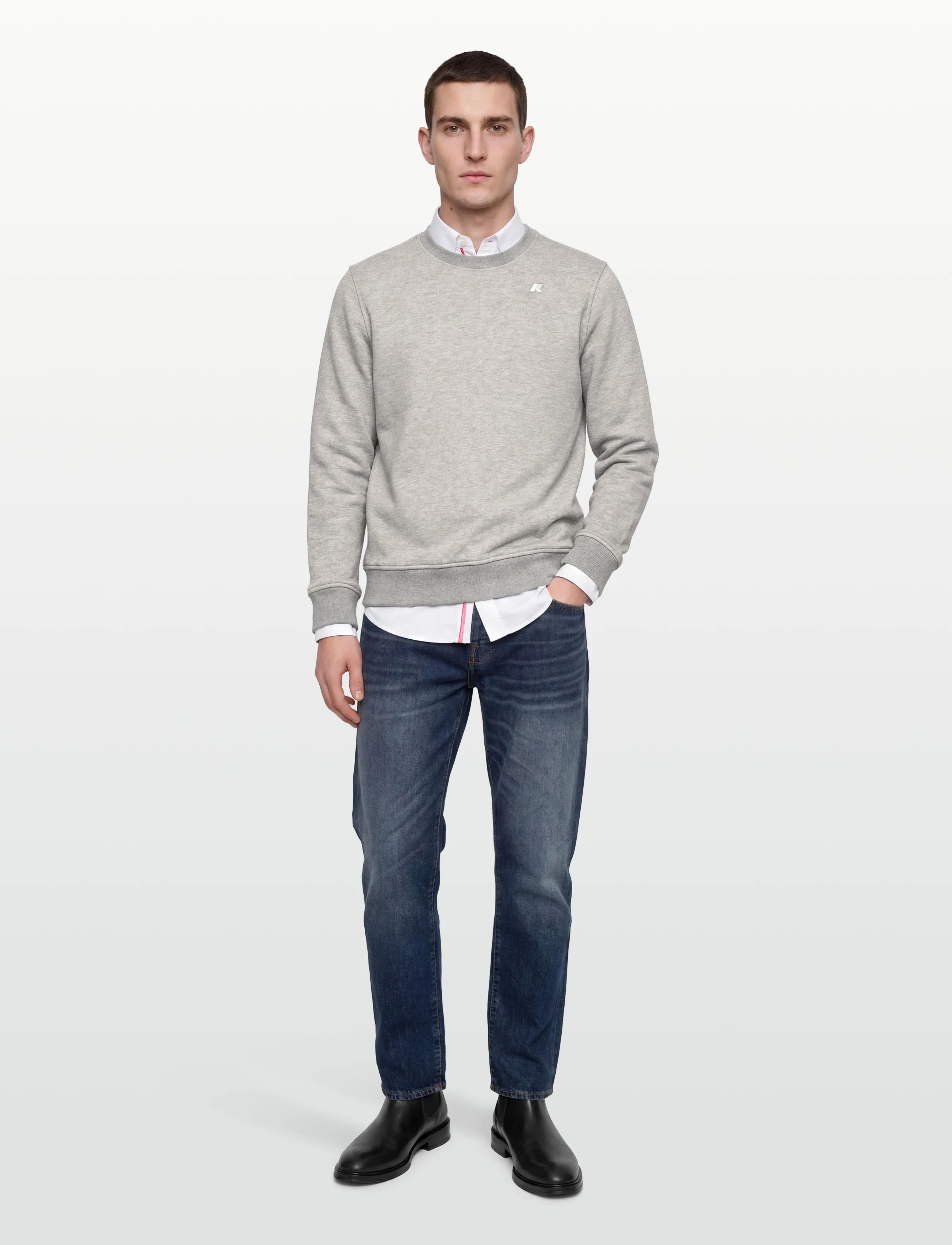 K-Way Baptiste French Terry, Mænd, Rund Hals Sweatshirt, Grå, Str: S