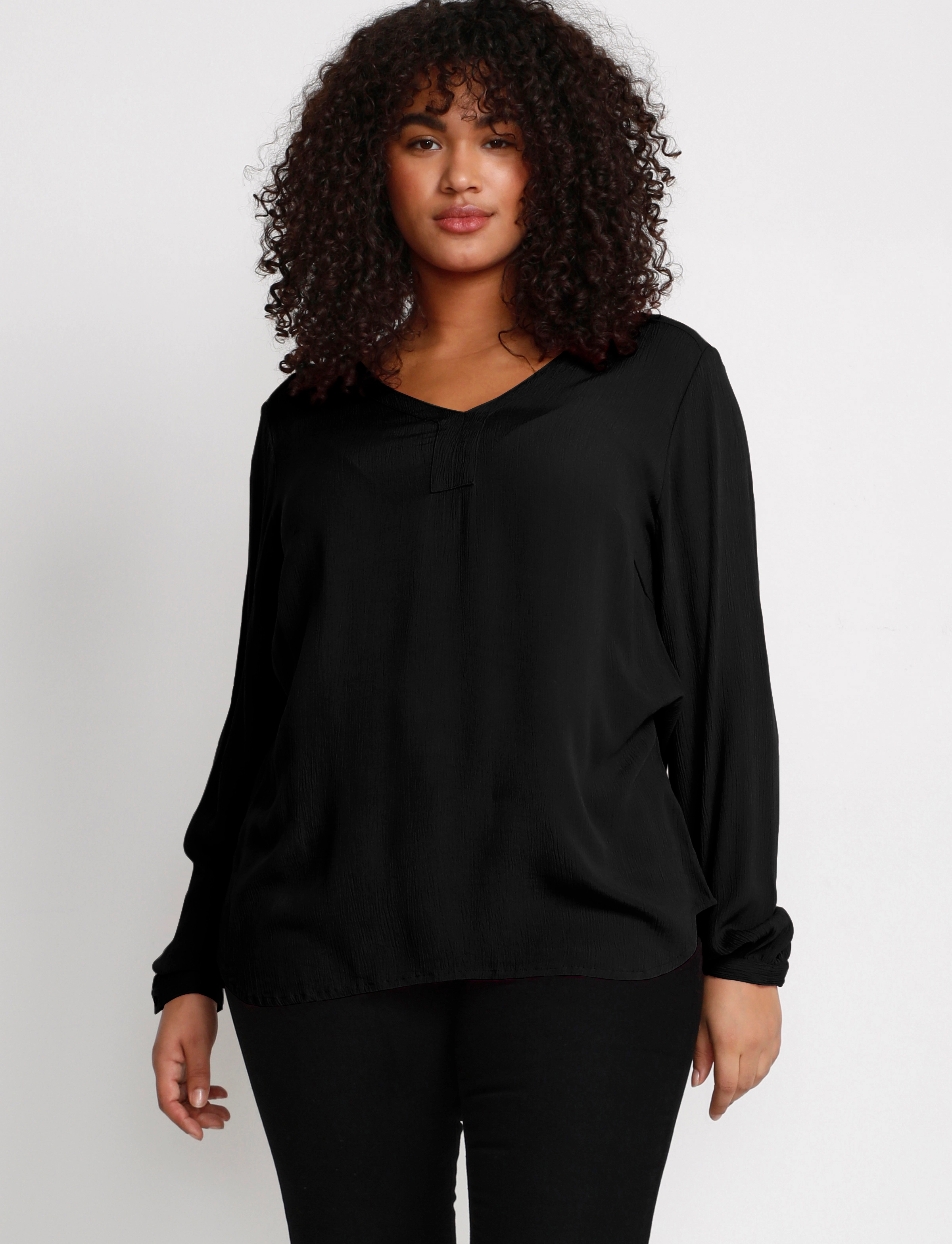 Kaffe Curve Kcami Ls Blouse, 54, Black, Bluser > Langærmede, Dame