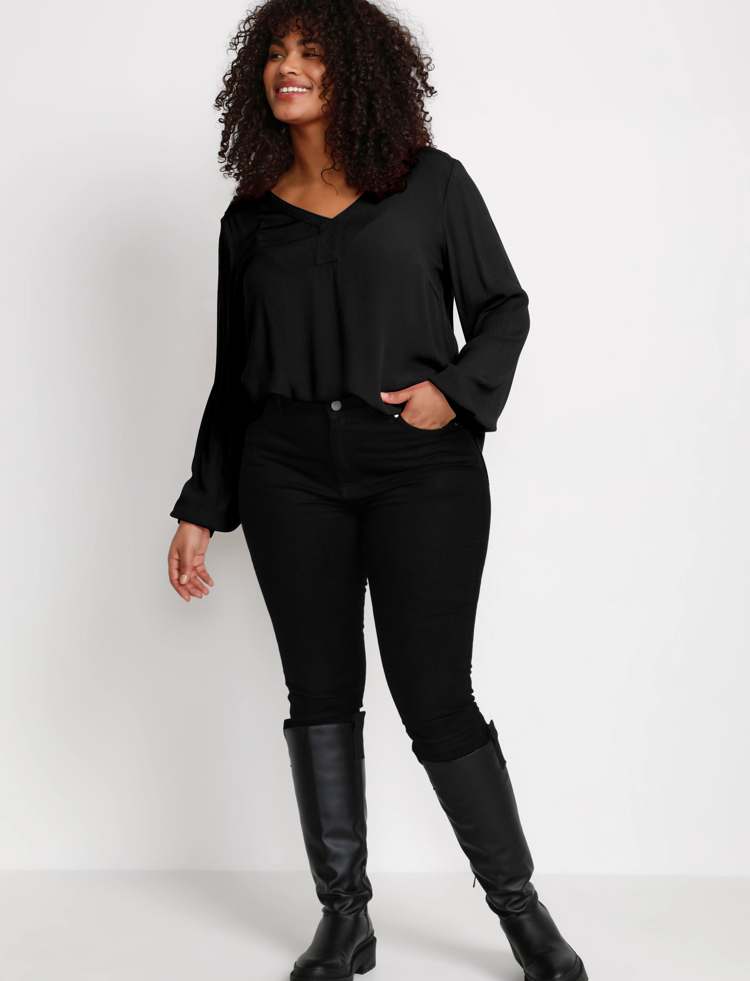 Kaffe Curve - KCami LS Blouse - langärmlige blusen - black deep - 3