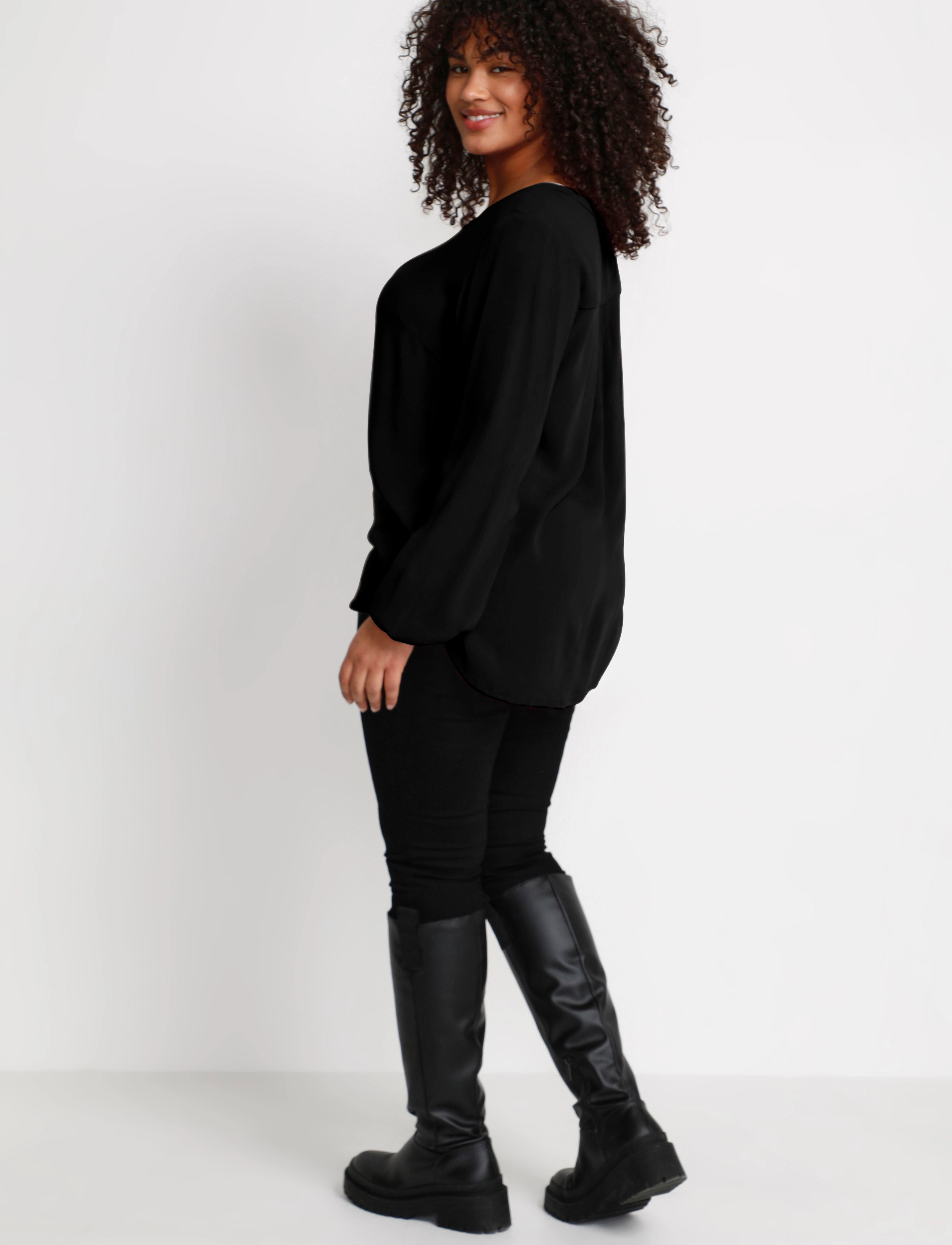 Kaffe Curve - KCami LS Blouse - langärmlige blusen - black deep - 4