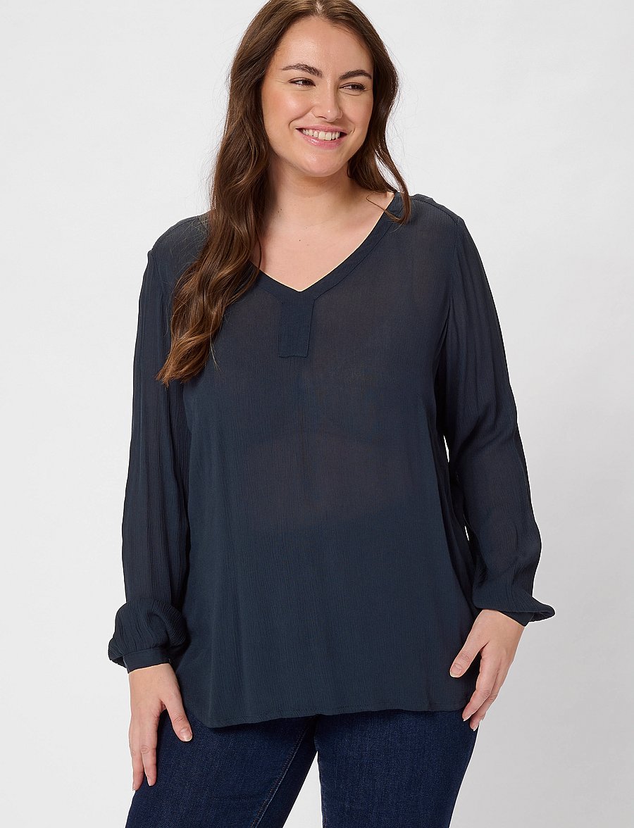 Kaffe Curve - KCami LS Blouse - pikkade varrukatega pluusid - midnight marine - 0