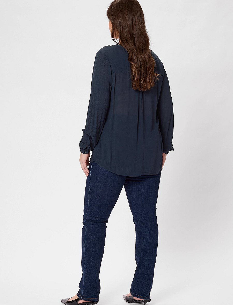 Kaffe Curve - KCami LS Blouse - pikkade varrukatega pluusid - midnight marine - 4