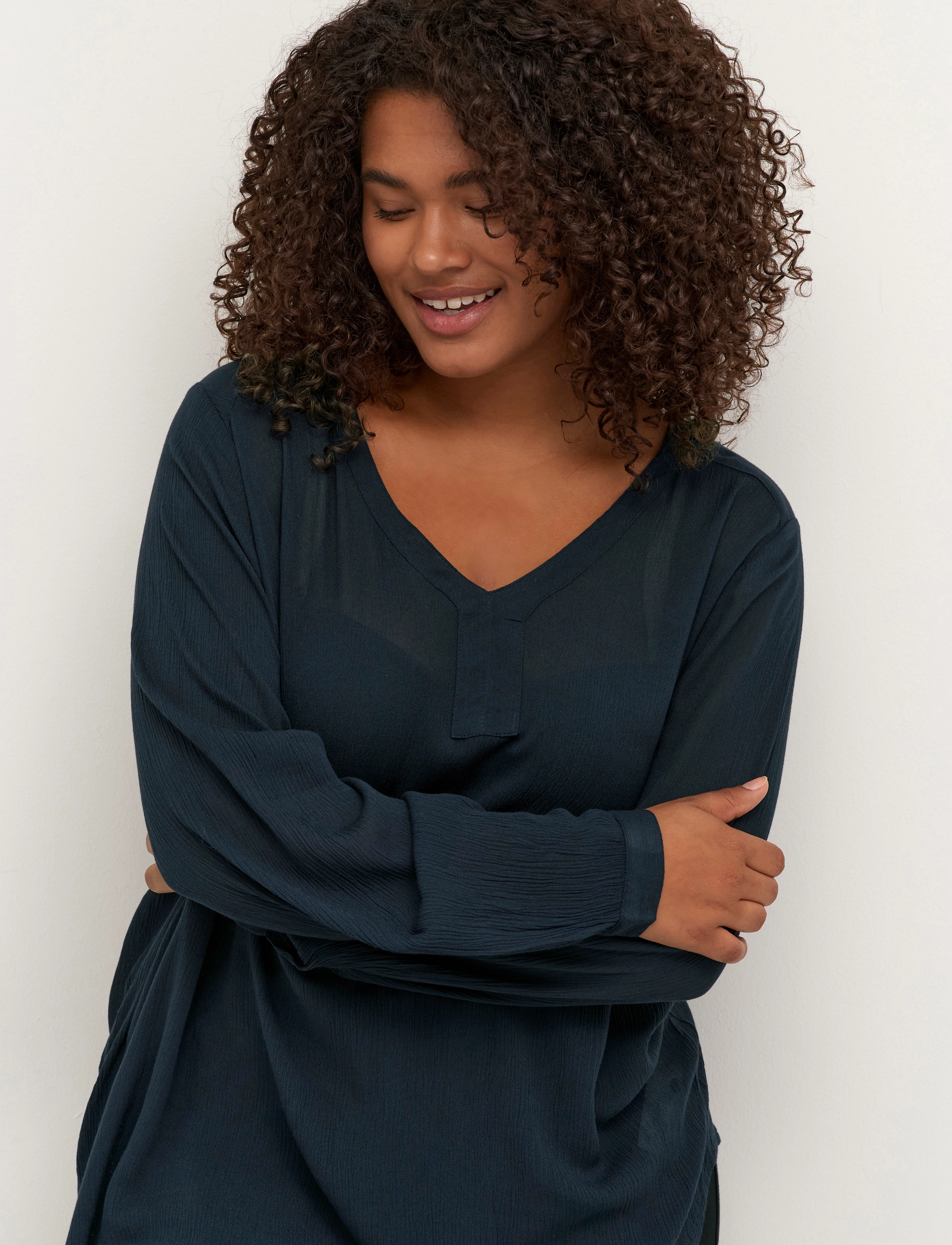 Kaffe Curve - KCami LS Blouse - langærmede bluser - midnight marine - 5
