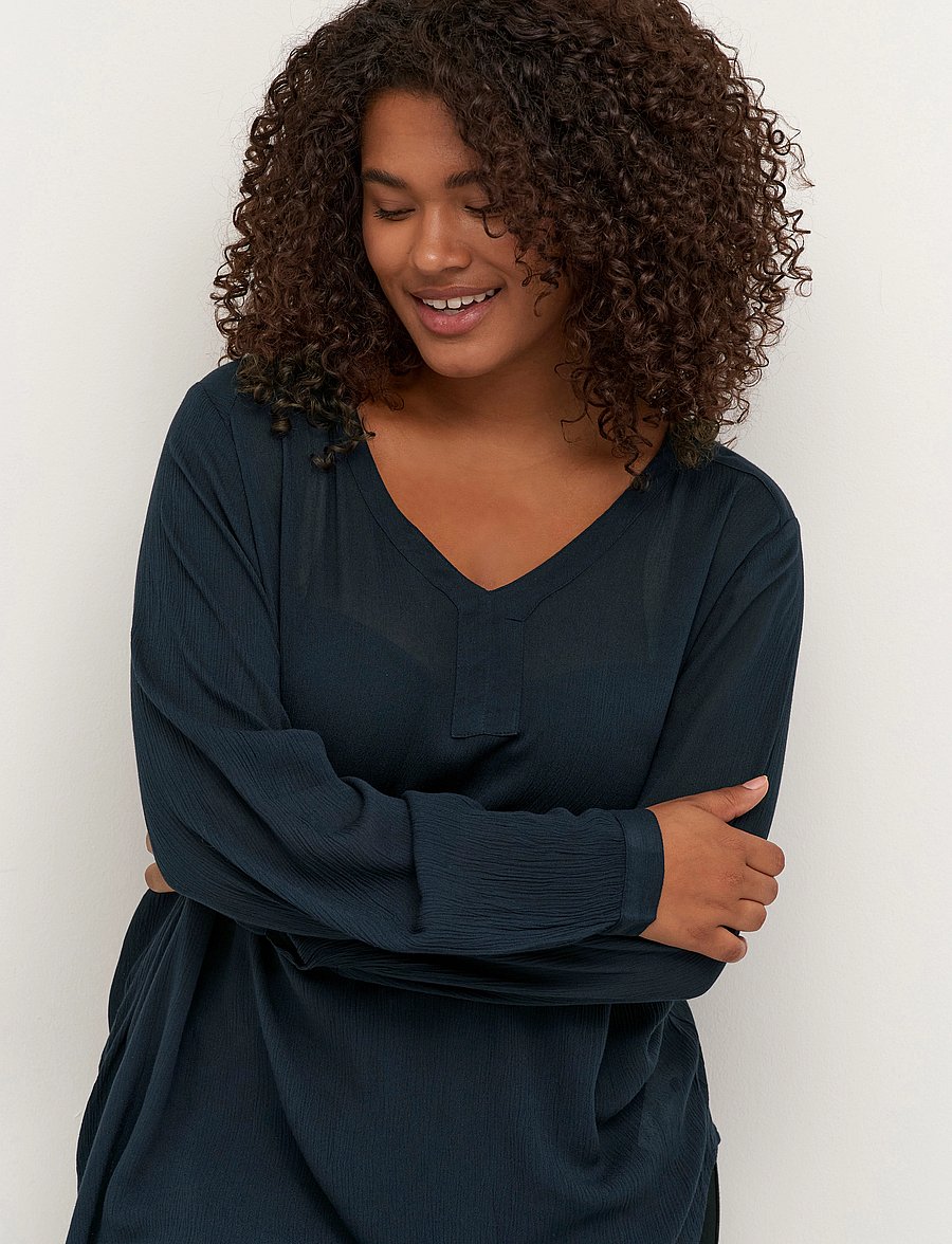 Kaffe Curve - KCami LS Blouse - pikkade varrukatega pluusid - midnight marine - 5