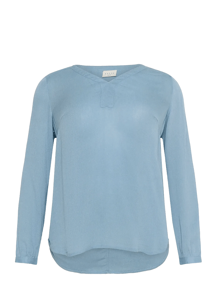 Kaffe Curve - KCami LS Blouse - long sleeved blouses - windward blue - 1